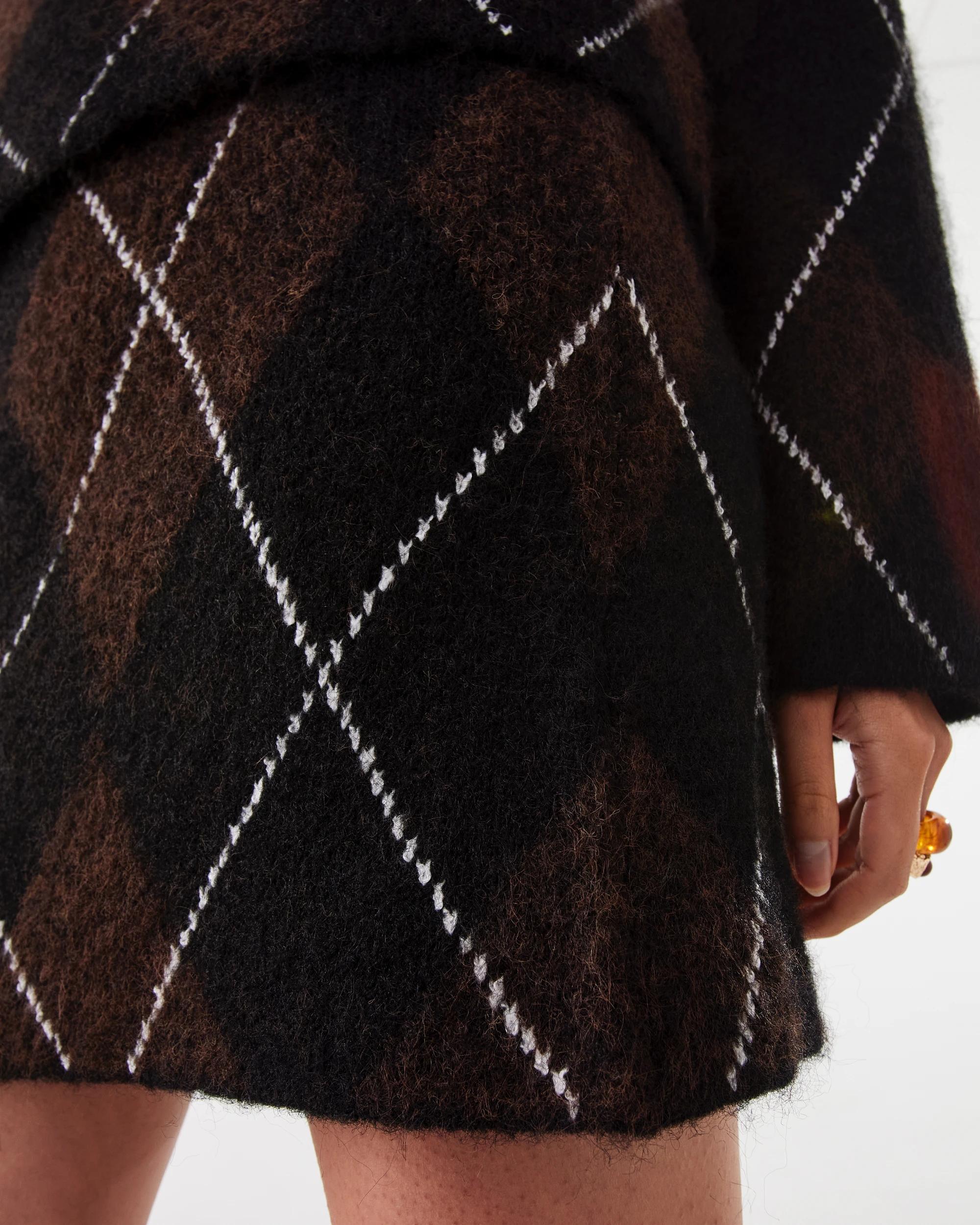 7 Argyle Mini Skirt Mchoc Arg, 7 of 7