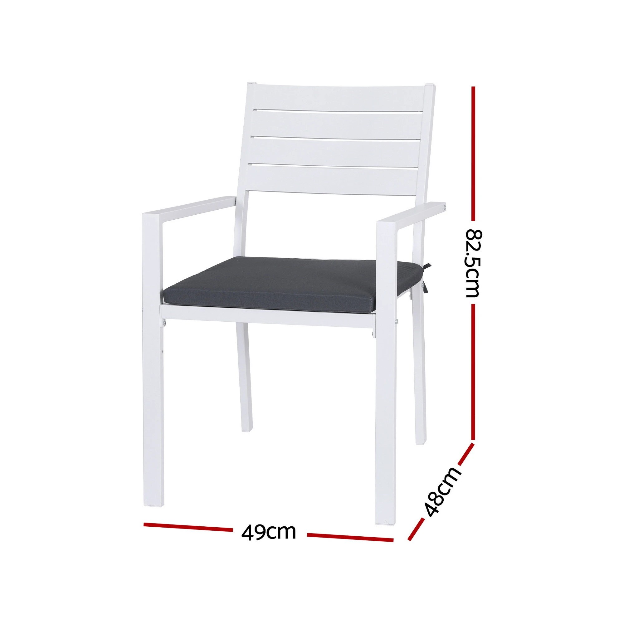 1 Gardeon 4PC Outdoor Dining Chairs Stackable Aluminium Lounge Chair Patio Furniture - White, 1 of 3