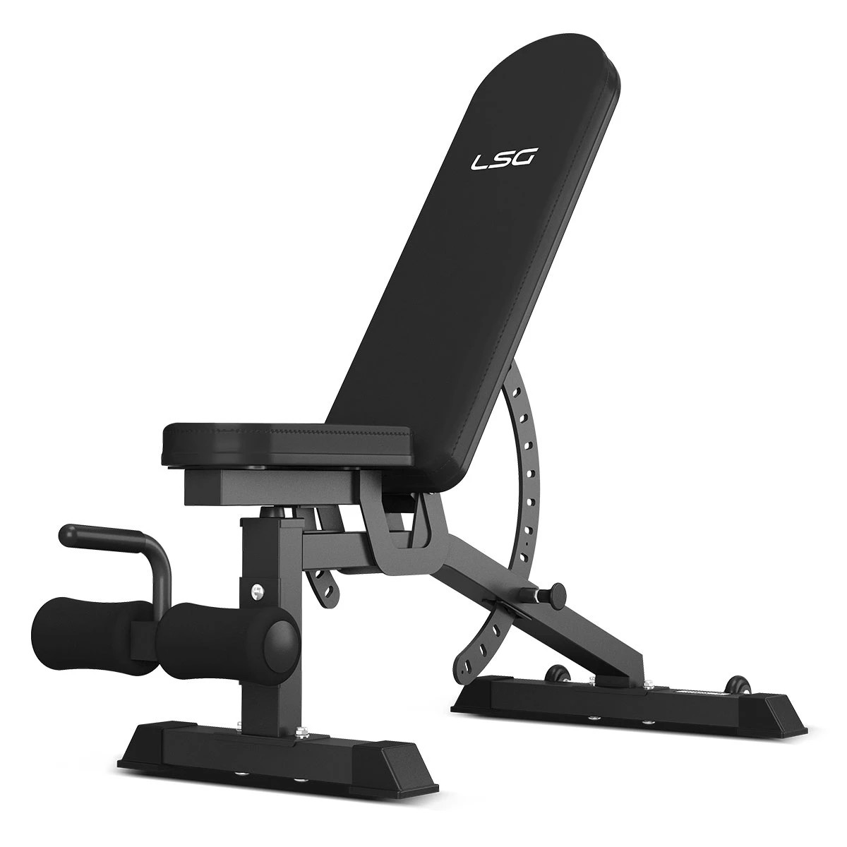 3 LSG GRK-110 with FID Bench, 90kg Olympic Weights - Barbell and Rubber Tri-Grip Plates - Black, 3 of 10