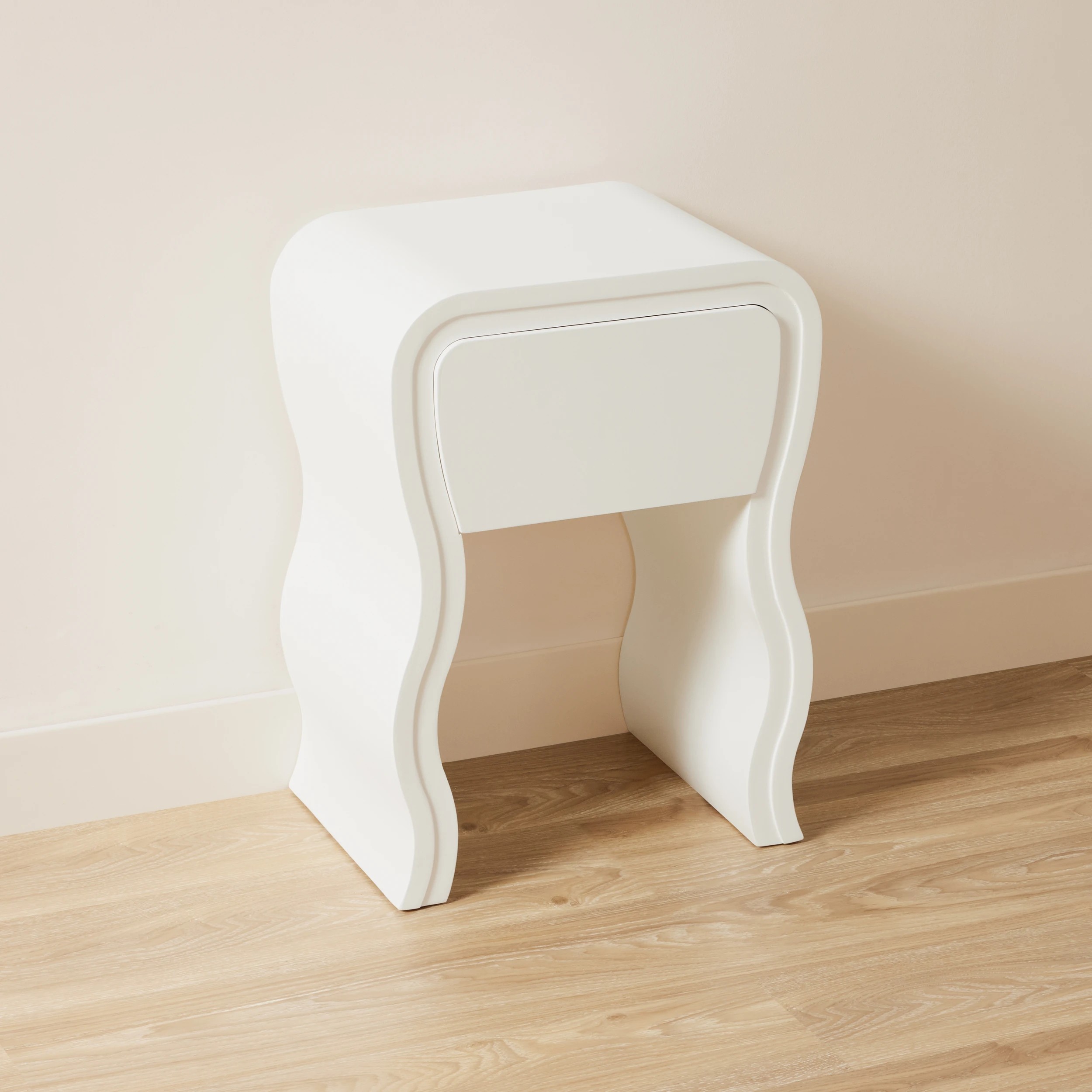 3 Wavy Bedside Table - White, 3 of 6