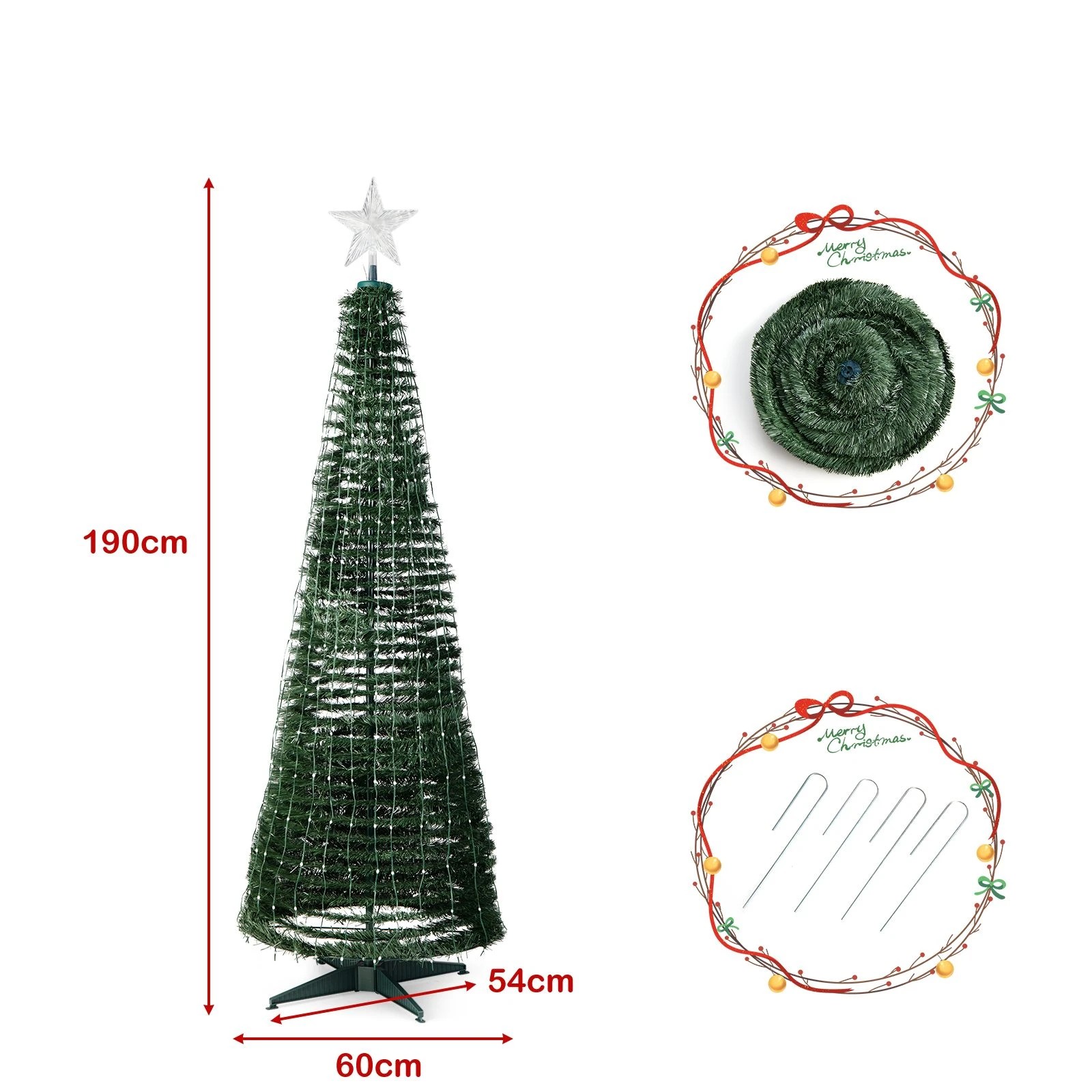 4 Costway 1.9M Pop-up Pre-lit Christmas Tree Artificial Xmas Tree w/12 Modes Light, 4 of 4