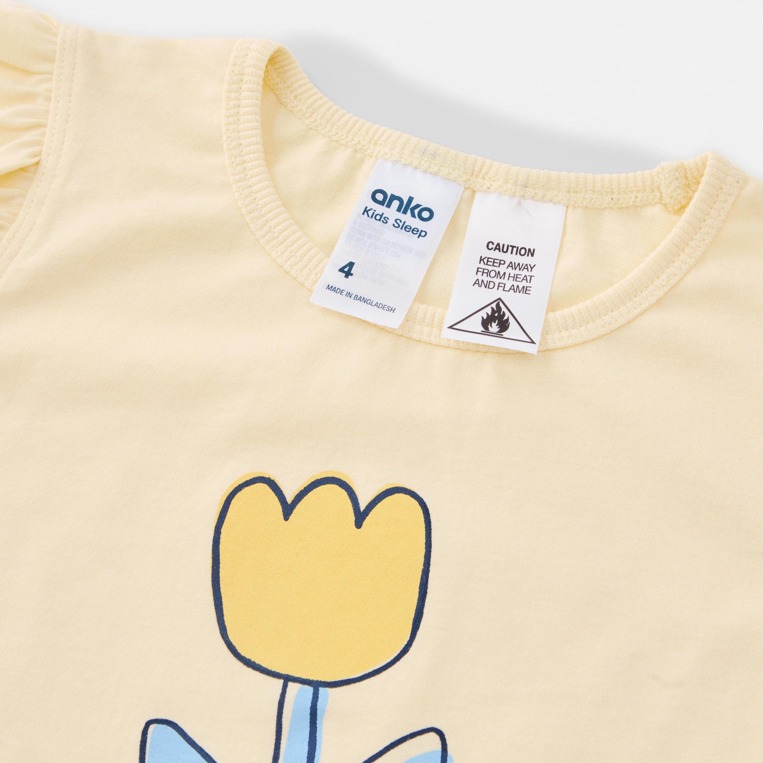 7 Short Sleeve Jersey Pyjama Set YELLOW TULIPS, 7 of 8