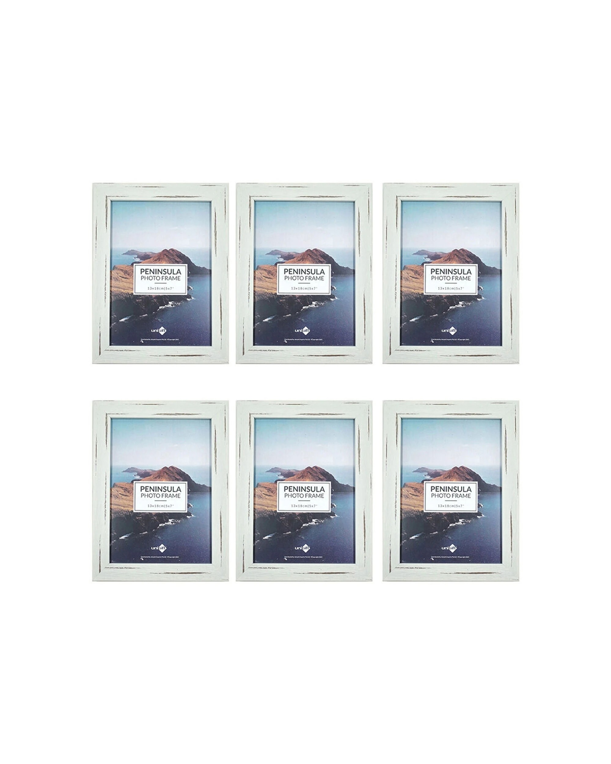1 Unigift 6PK Peninsula Glass Picture Photo Frame 13x18cm - White, 1 of 2