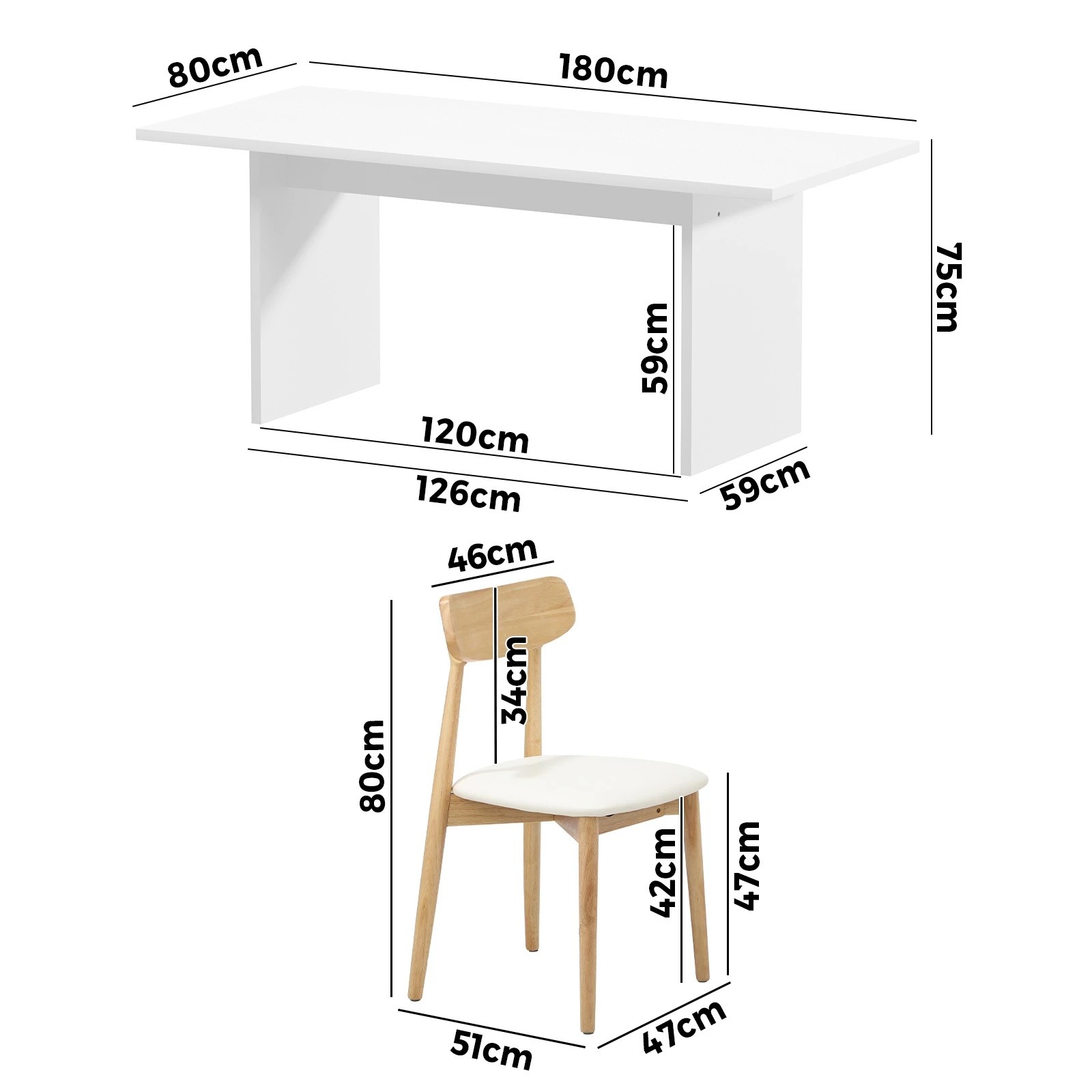 2 Oikiture 4-Seater Dining Table and Chairs Wooden Furniture Set - Natural, 2 of 9