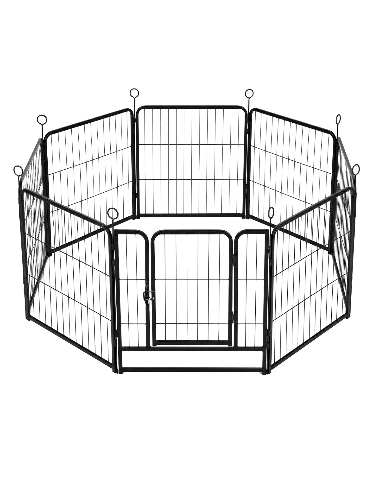 3 Pawz Dog Playpen 8-Panel Metal Dog Pen Tool-Free Foldable Puppy Crate Black, 3 of 8
