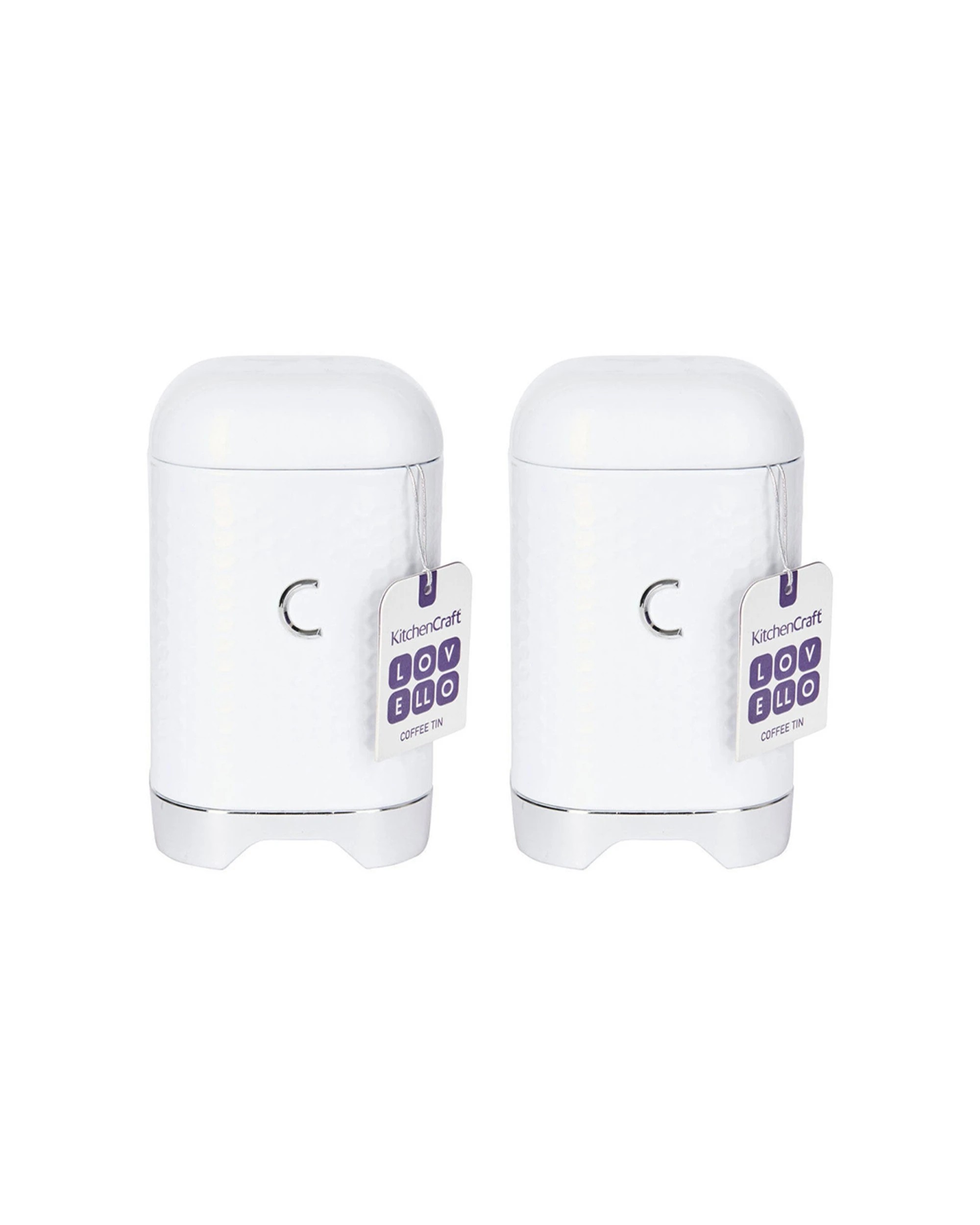 1 Kitchen Craft Lovello Carbon Steel Retro Coffee Canister 2PK Geometric Finish - White, 1 of 7