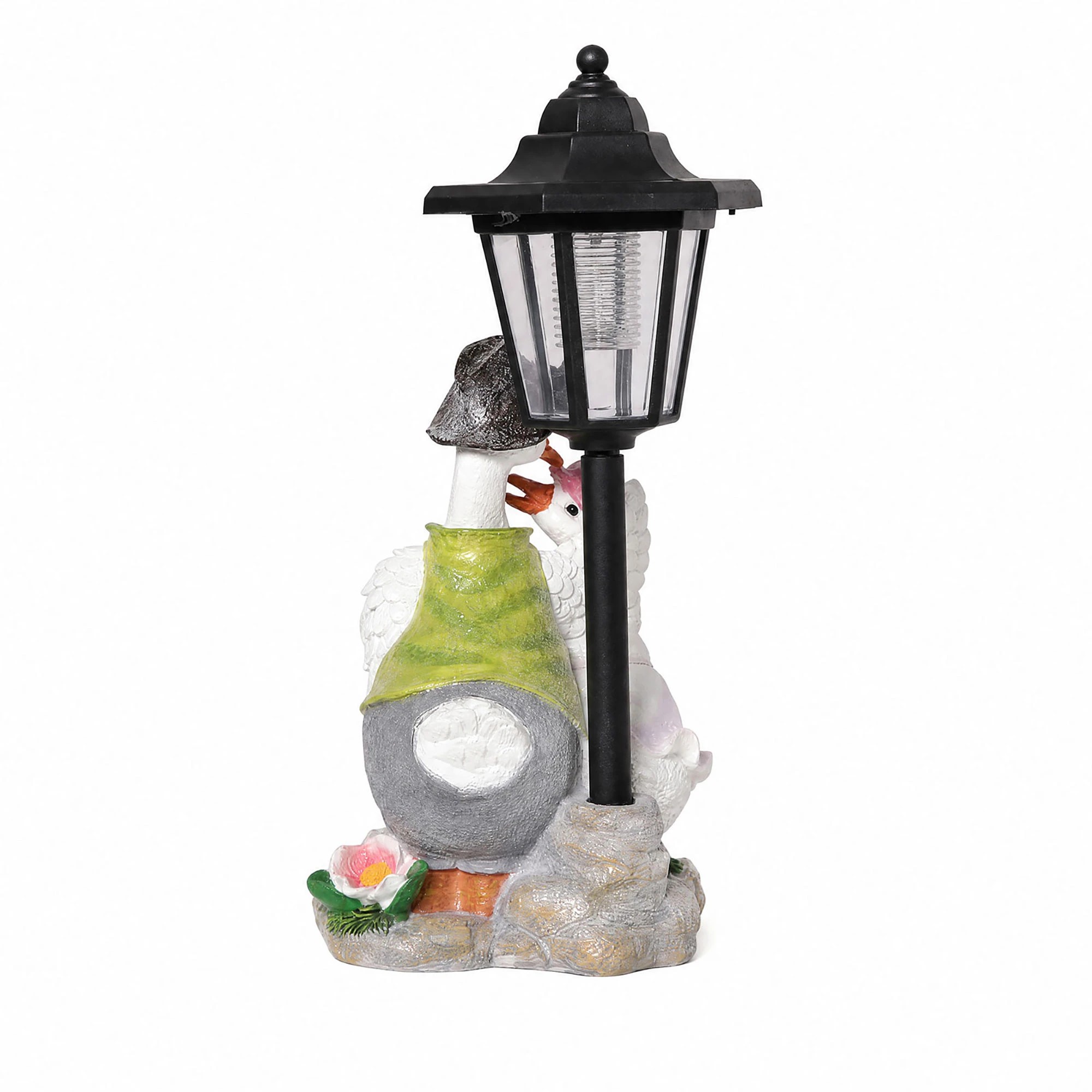 6 Emitto Duck Statue Solar Light Garden Resin White Green Pink, 6 of 8