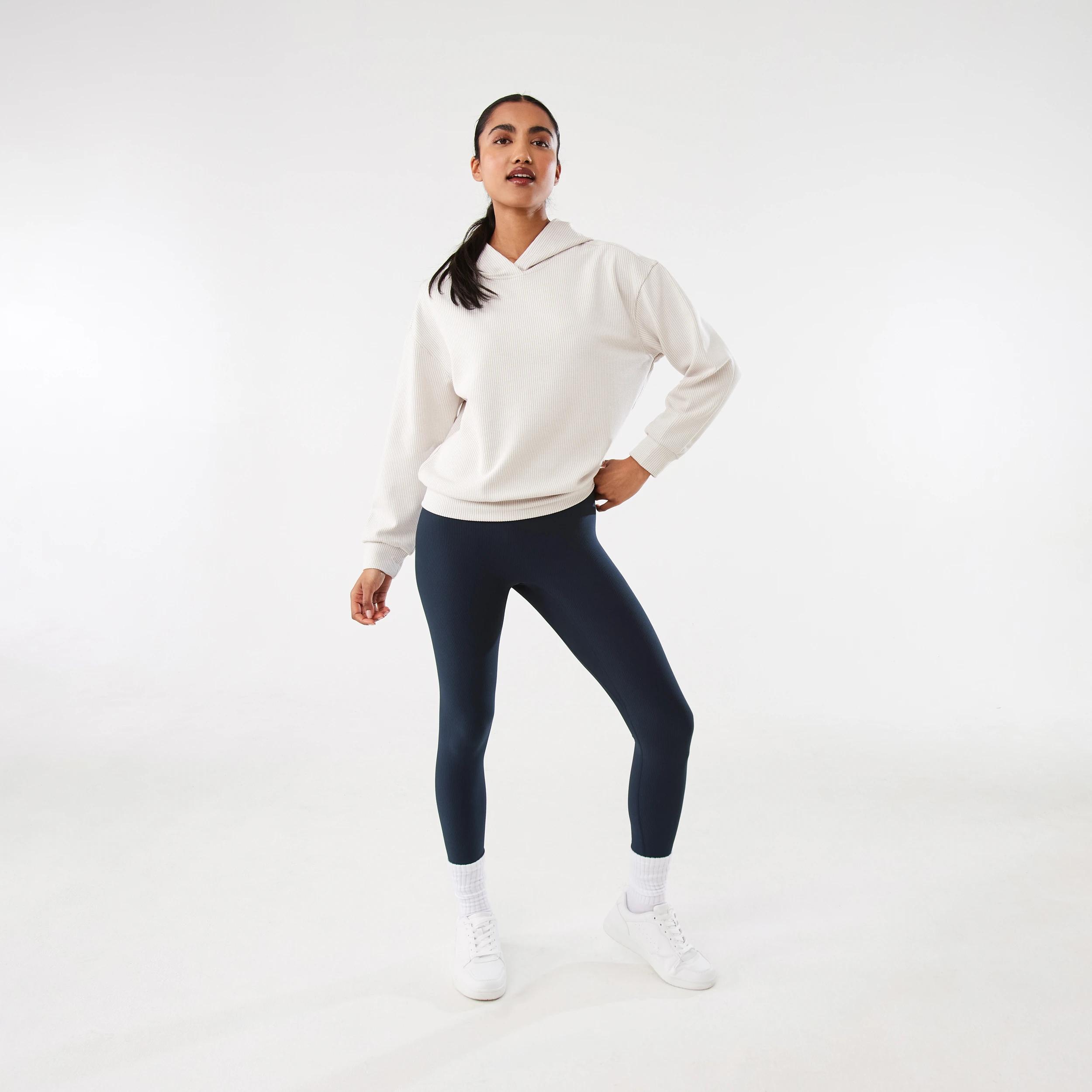 2 Active Womens Ribbed Scuba Hoodie PEAK GREY, 2 of 6