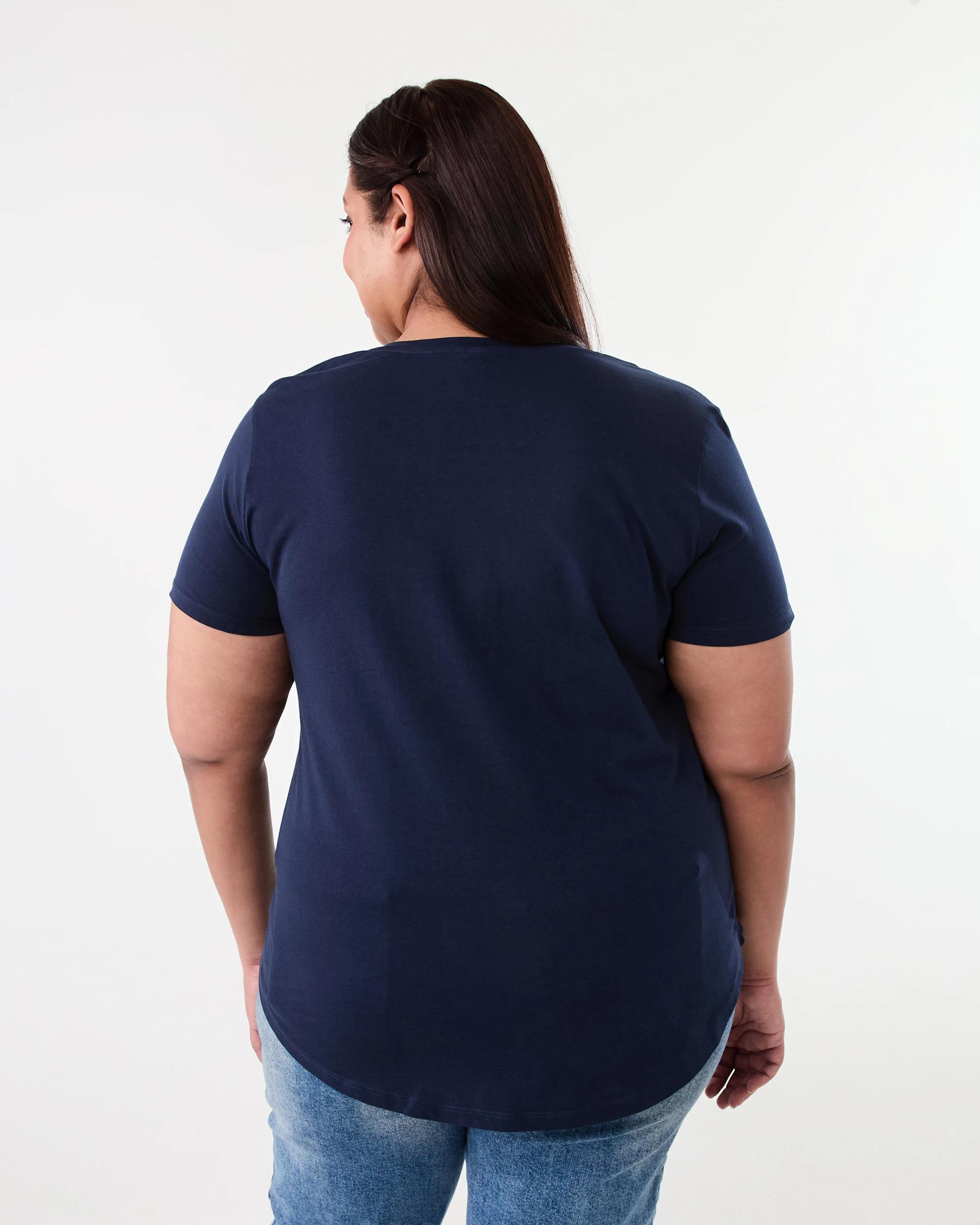 3 Curve Short Sleeve Basic Print T-shirt Navy Flrl, 3 of 6