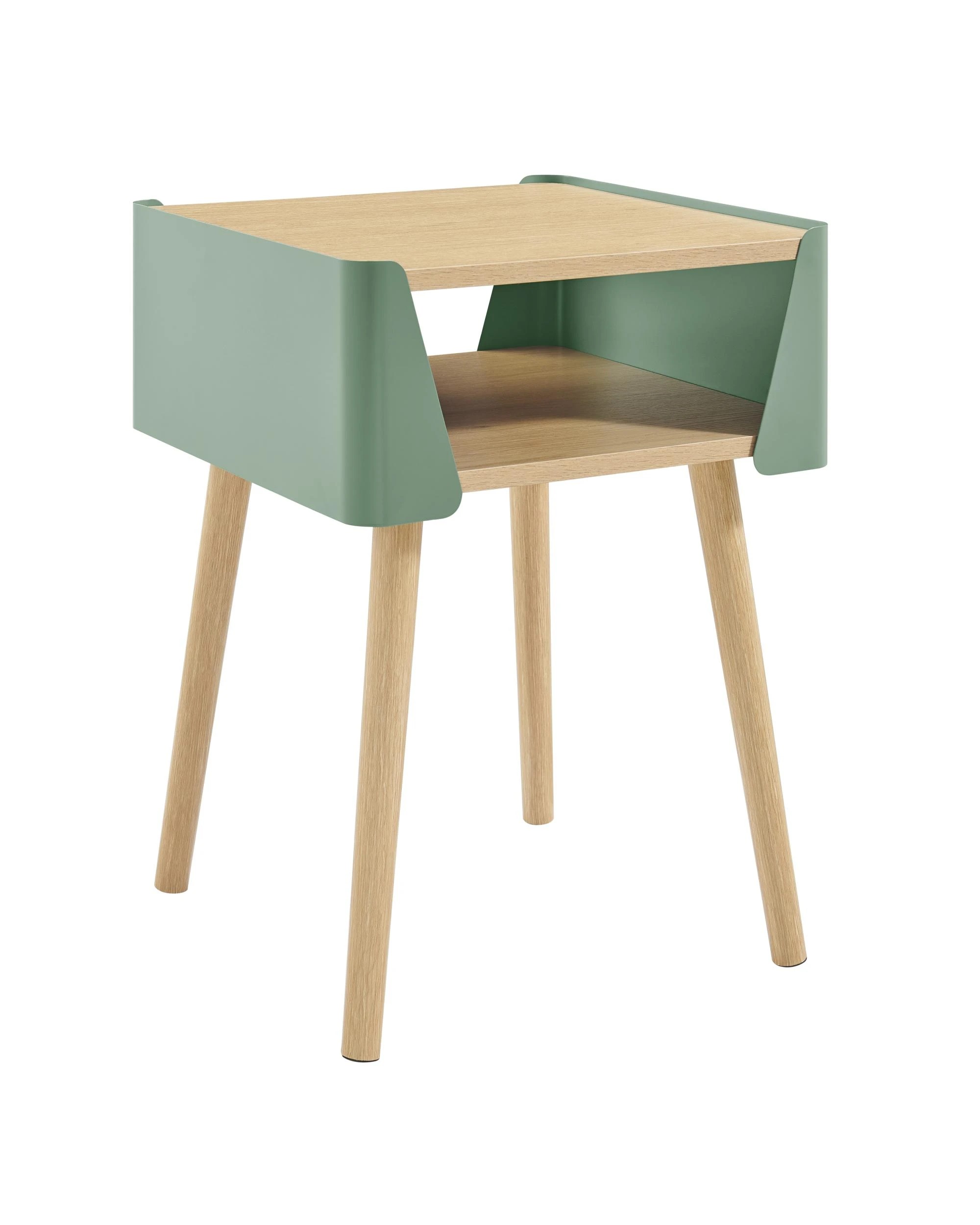 1 Kodu Side Table Bedside Shelf Square - Green, 1 of 8