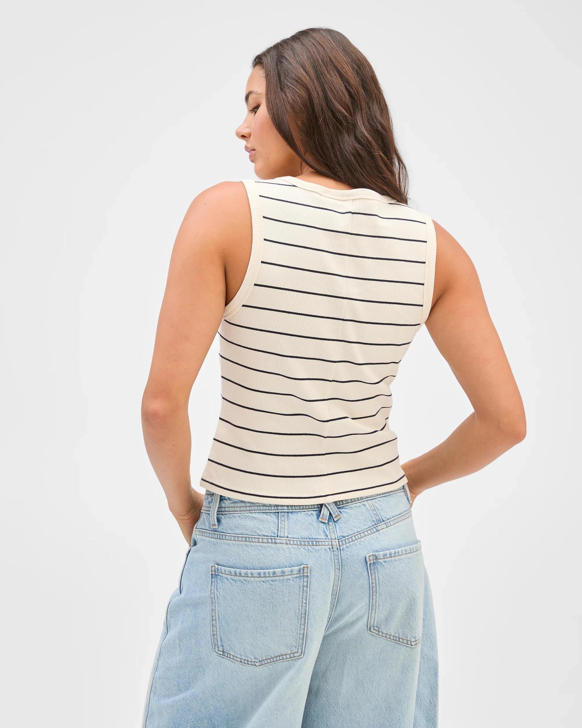 7 Target Woman Lily Loves Australian Cotton Ribbed Scoop Neck Tank Top BIRCH STRIPE, 7 of 7