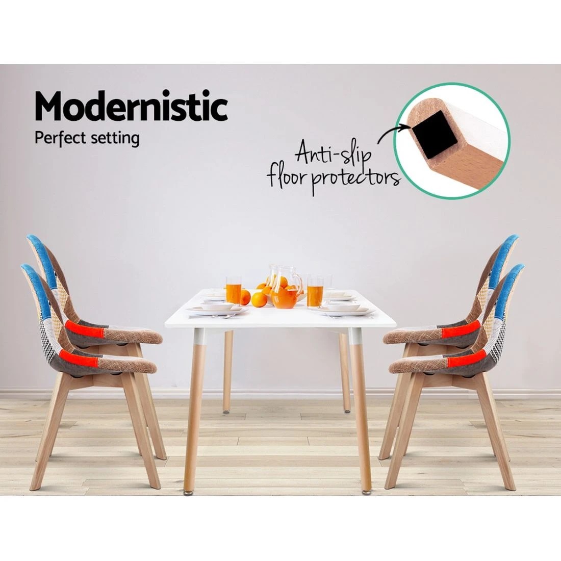 4 Artiss Dining Chairs Set of 2 Fabric Retro Replica DSW - Multi, 4 of 8