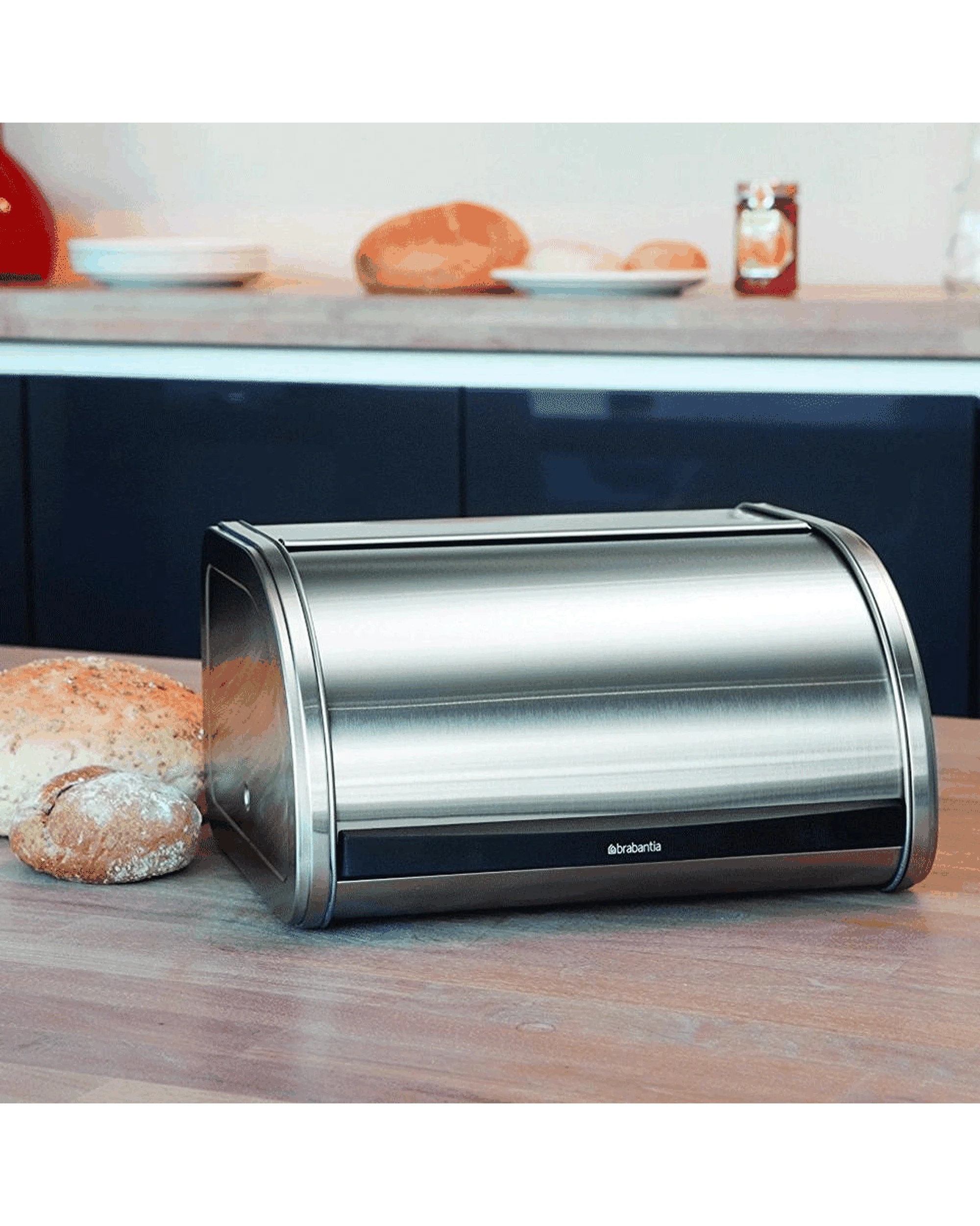 3 Brabantia Medium Roll Top Bread Bin Kitchen Bread Box Food Storage   Matte Steel, 3 of 4