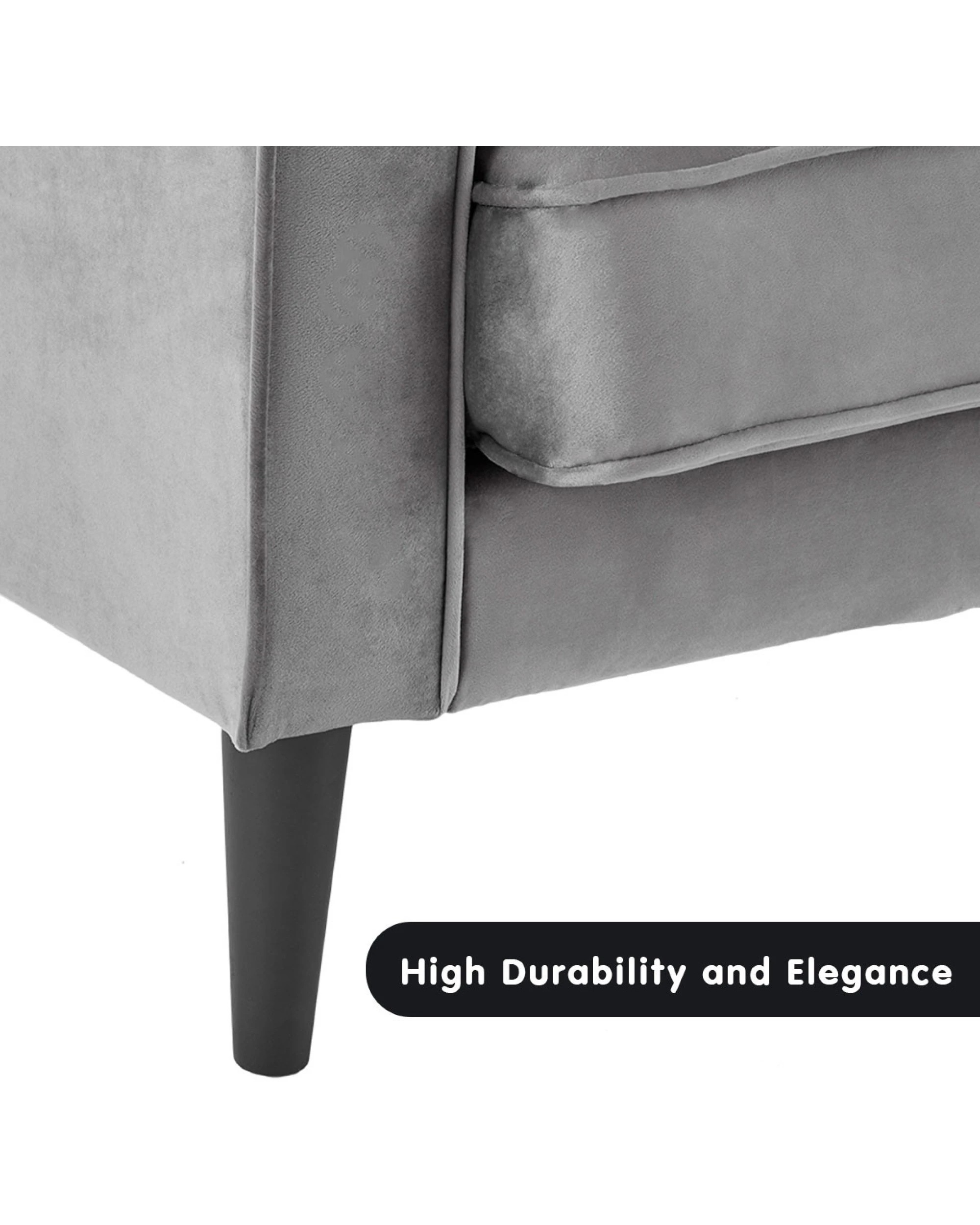 6 Sarantino Faux Velvet Sofa Bed Couch Furniture Lounge Suite Seat Grey, 6 of 10