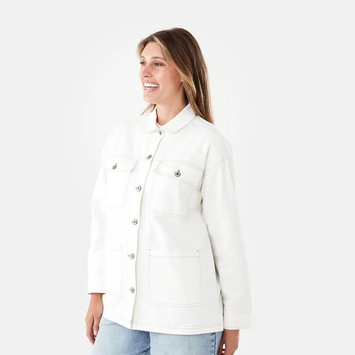 3 Denim Utility Shacket Ecru, 3 of 10