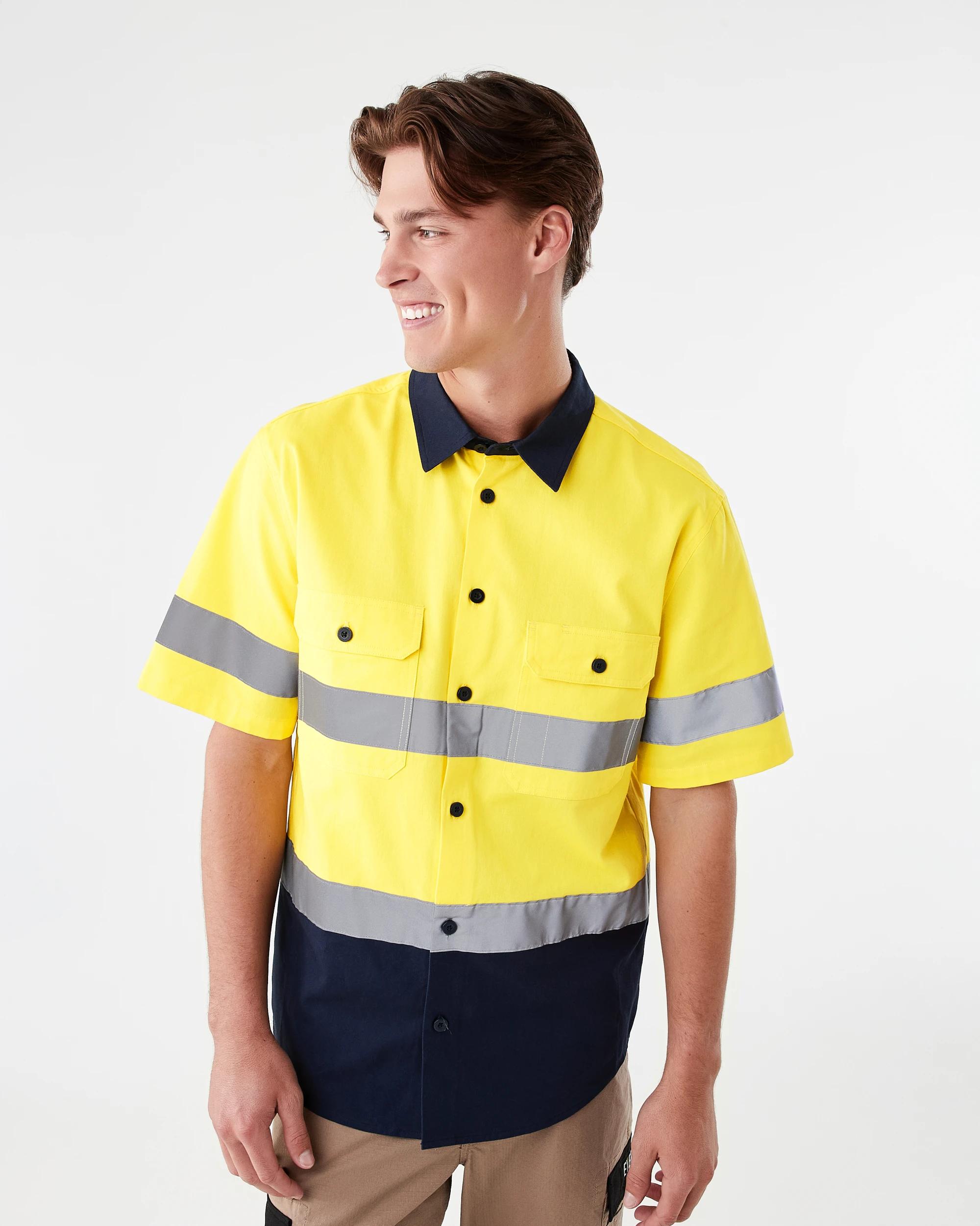 1 Workwear Hi-Visibility Short Sleeve Reflective Shirt Safety Yellow, 1 of 8