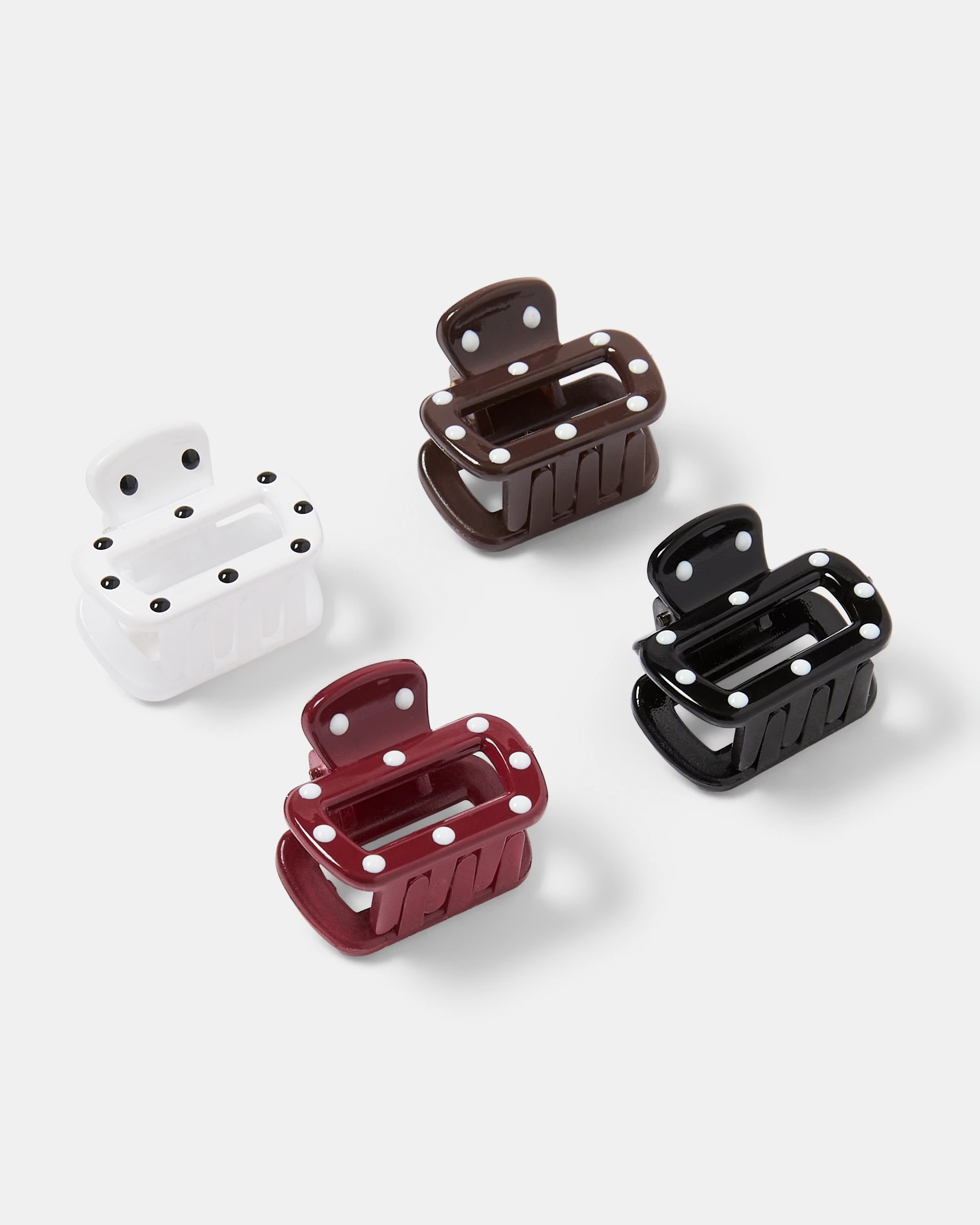 2 4 Pack Mini Polka Claw Hair Clips, 2 of 3