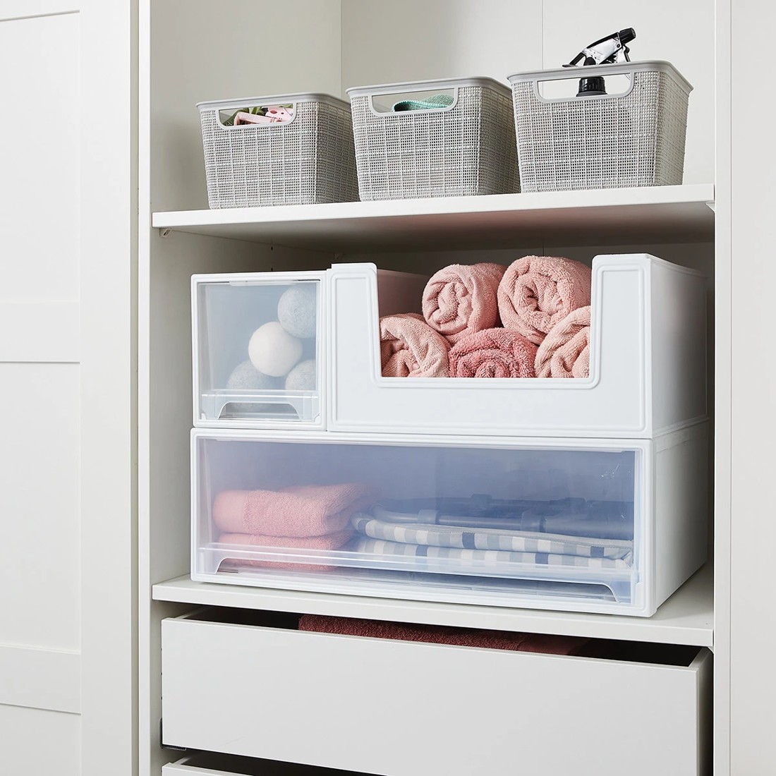 10 28.5L Modular Open Front Stackable Bin - White, 10 of 10