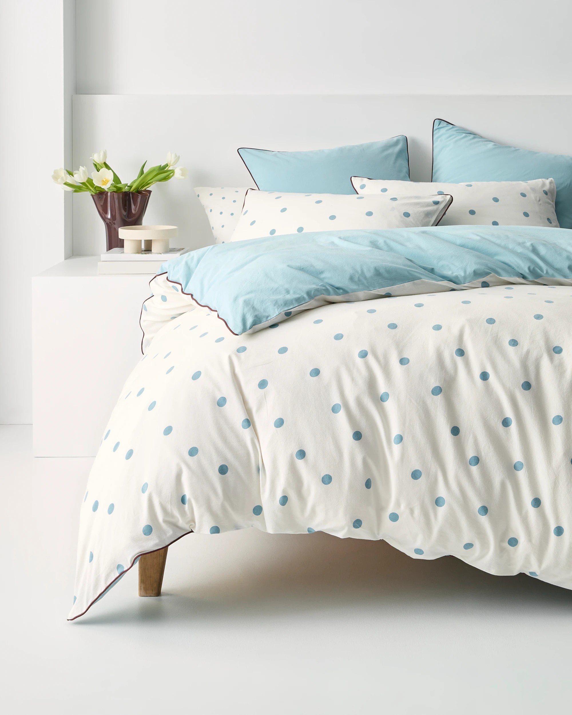 2 Arlo Polka Dot Stonewash Cotton Quilt Cover Set - Super King Bed - Blue, 2 of 10