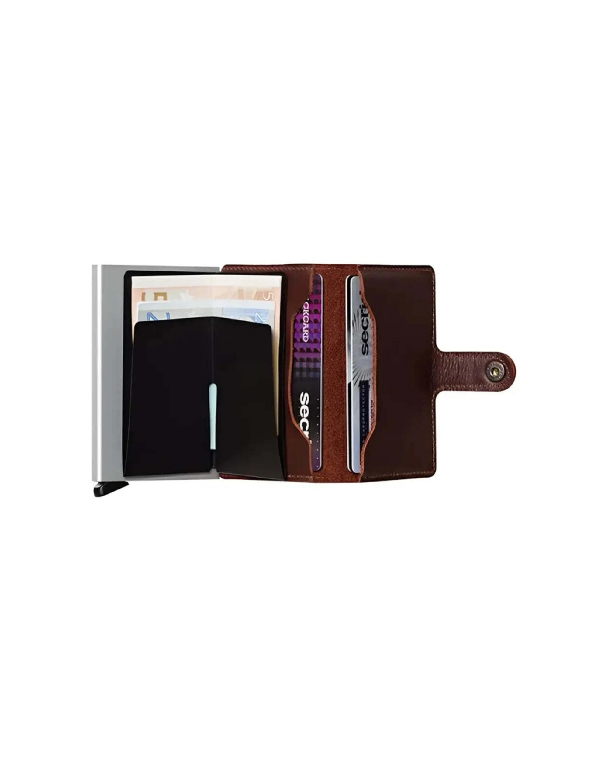 2 Secrid Miniwallet Compact RFID Leather Card Protector Wallet Aluminium Dark - Brown, 2 of 2