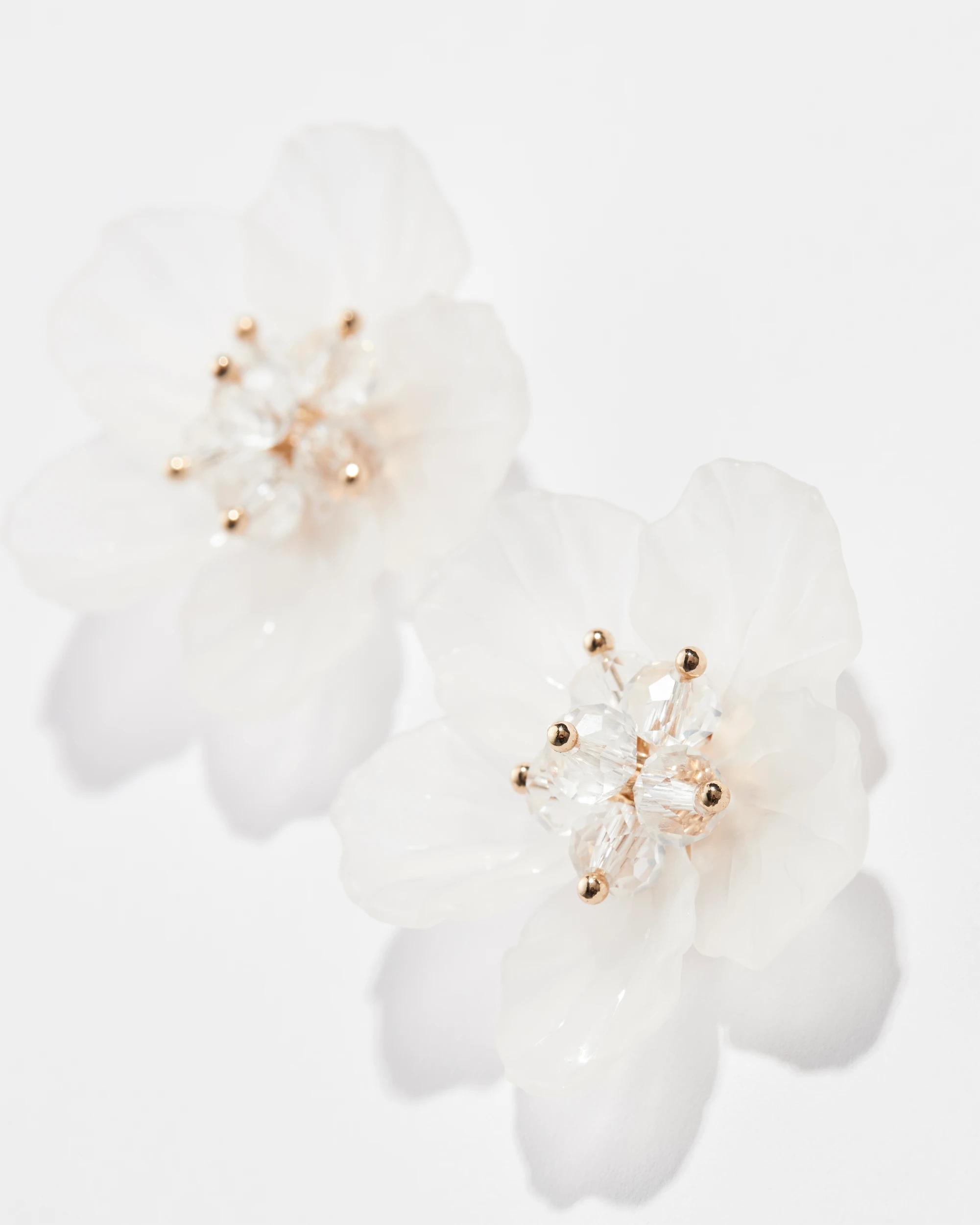 2 Target Sequin Flower Stud Earrings WHITE, 2 of 2