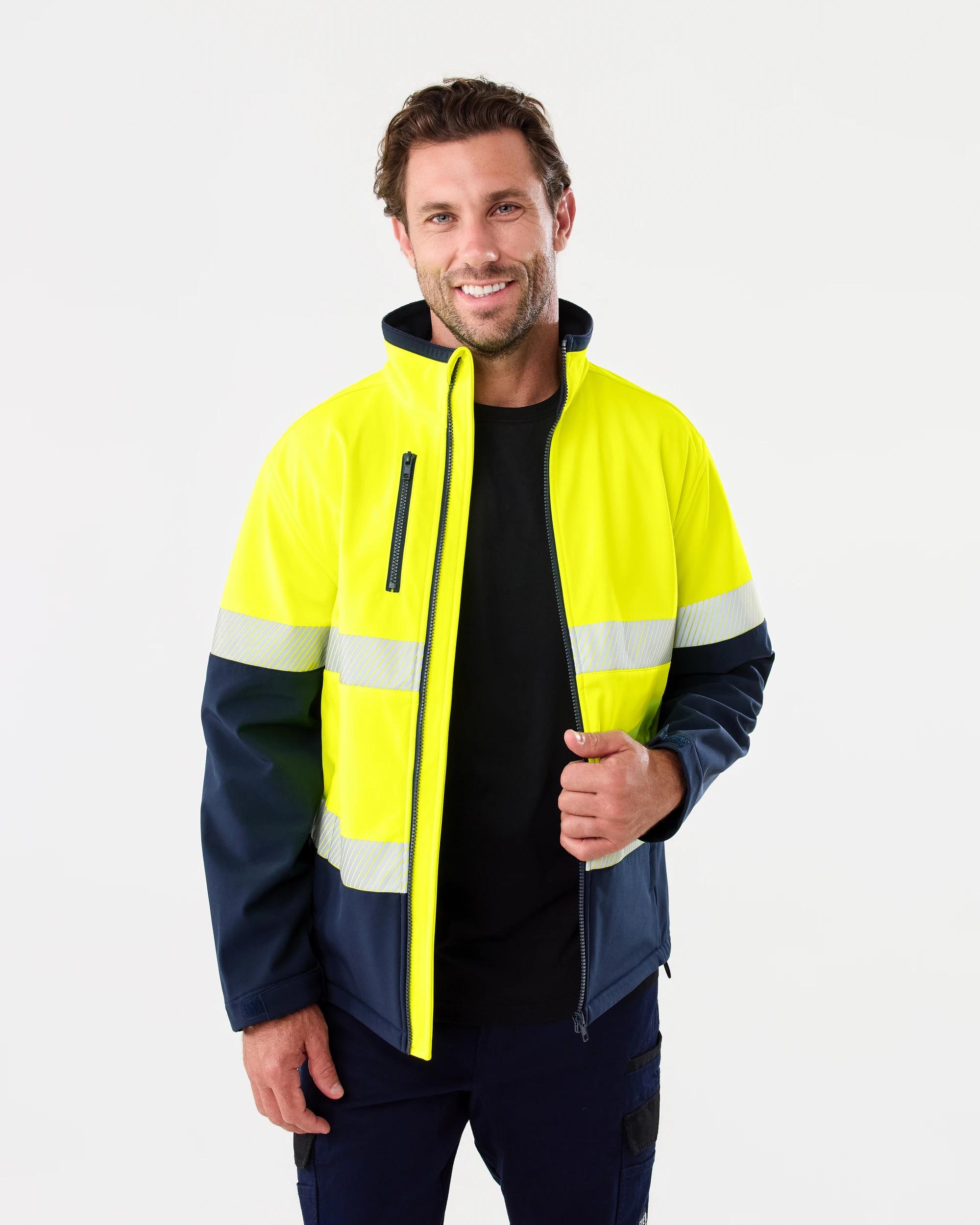 1 Workwear Hi Visibility Softshell Jacket Yellow, 1 of 8