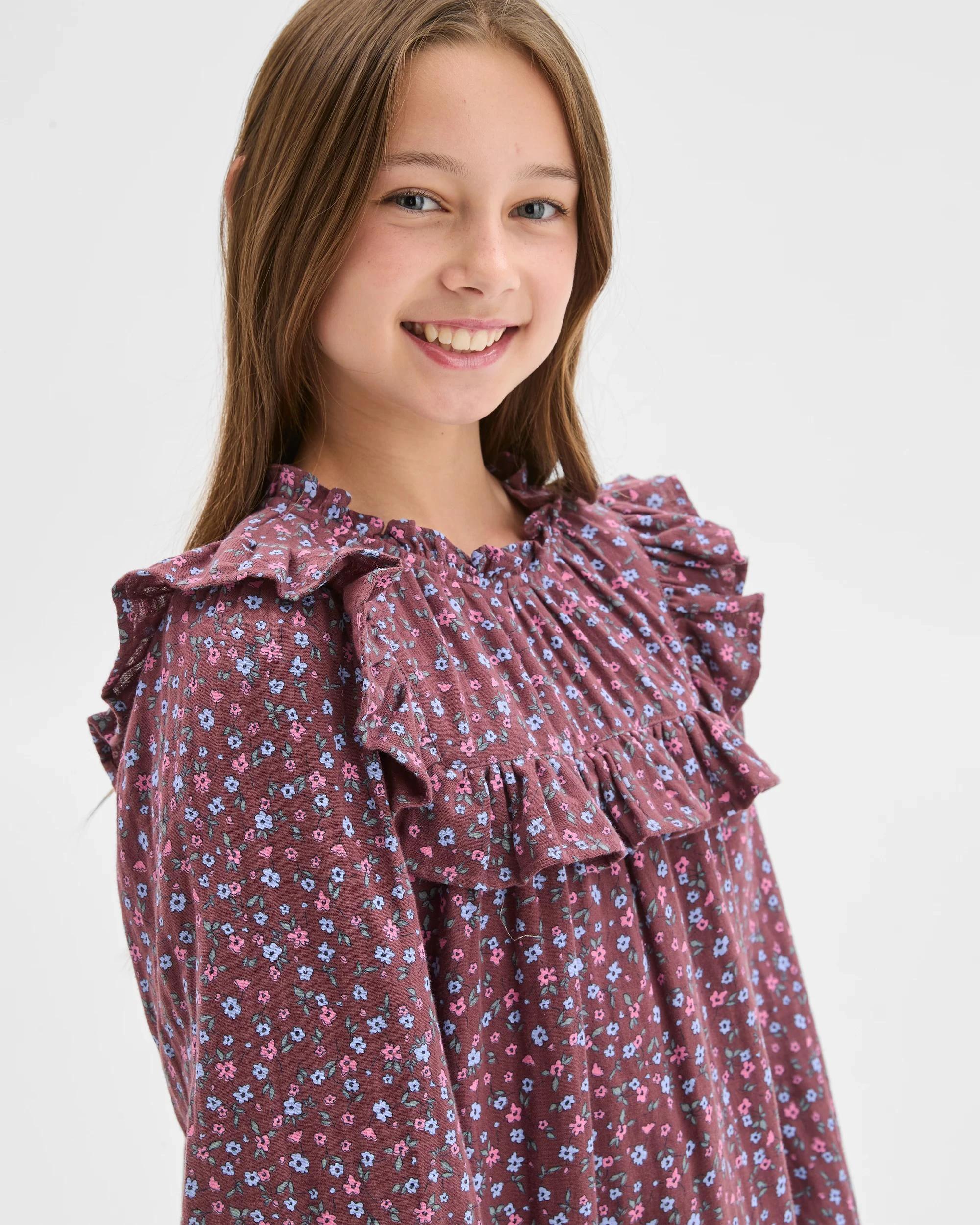 2 Target Kids Woven Balloon Sleeve Dress FLORAL, 2 of 5