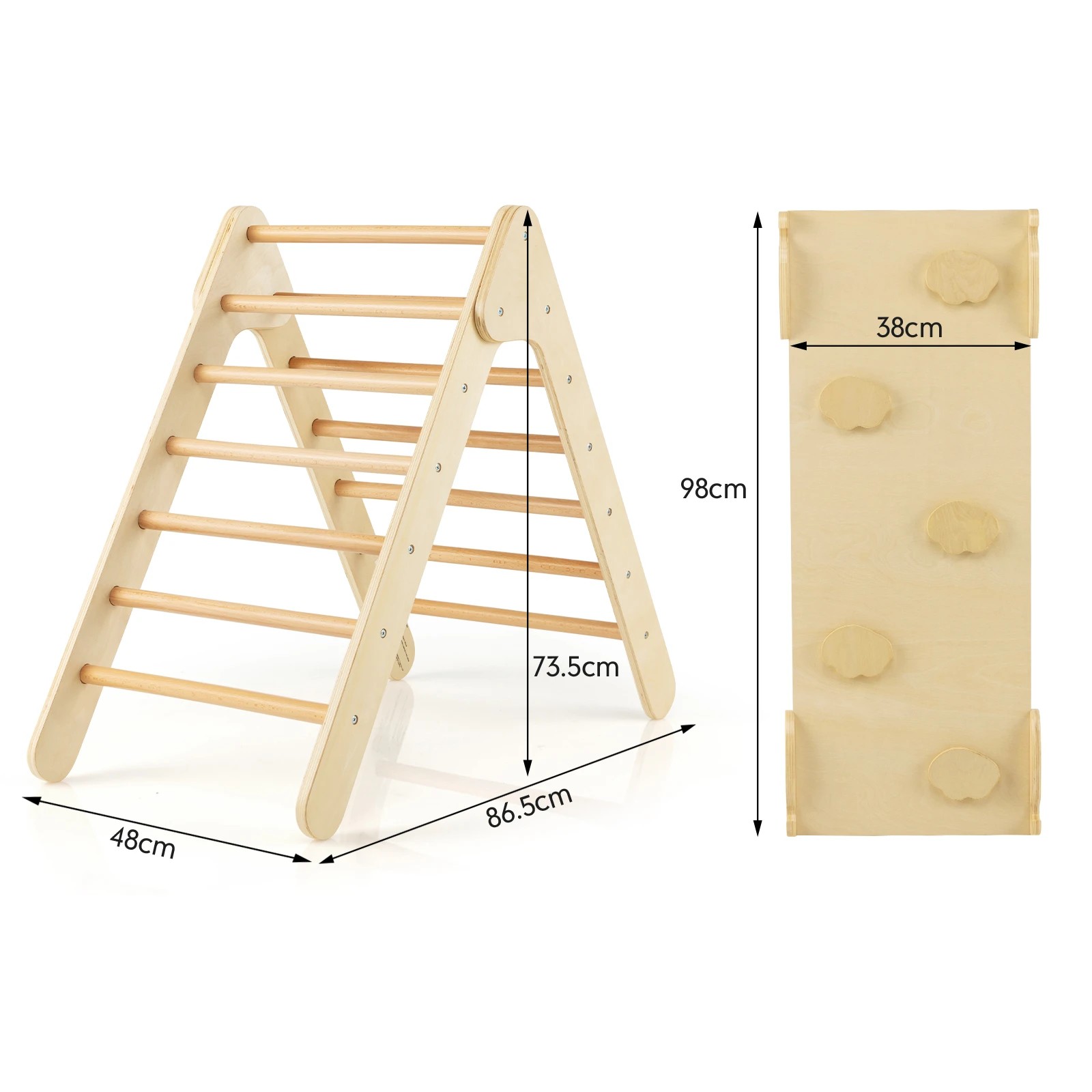 4 Costway Climb Playset Wood Climbing Frmae Slide Set, 4 of 4