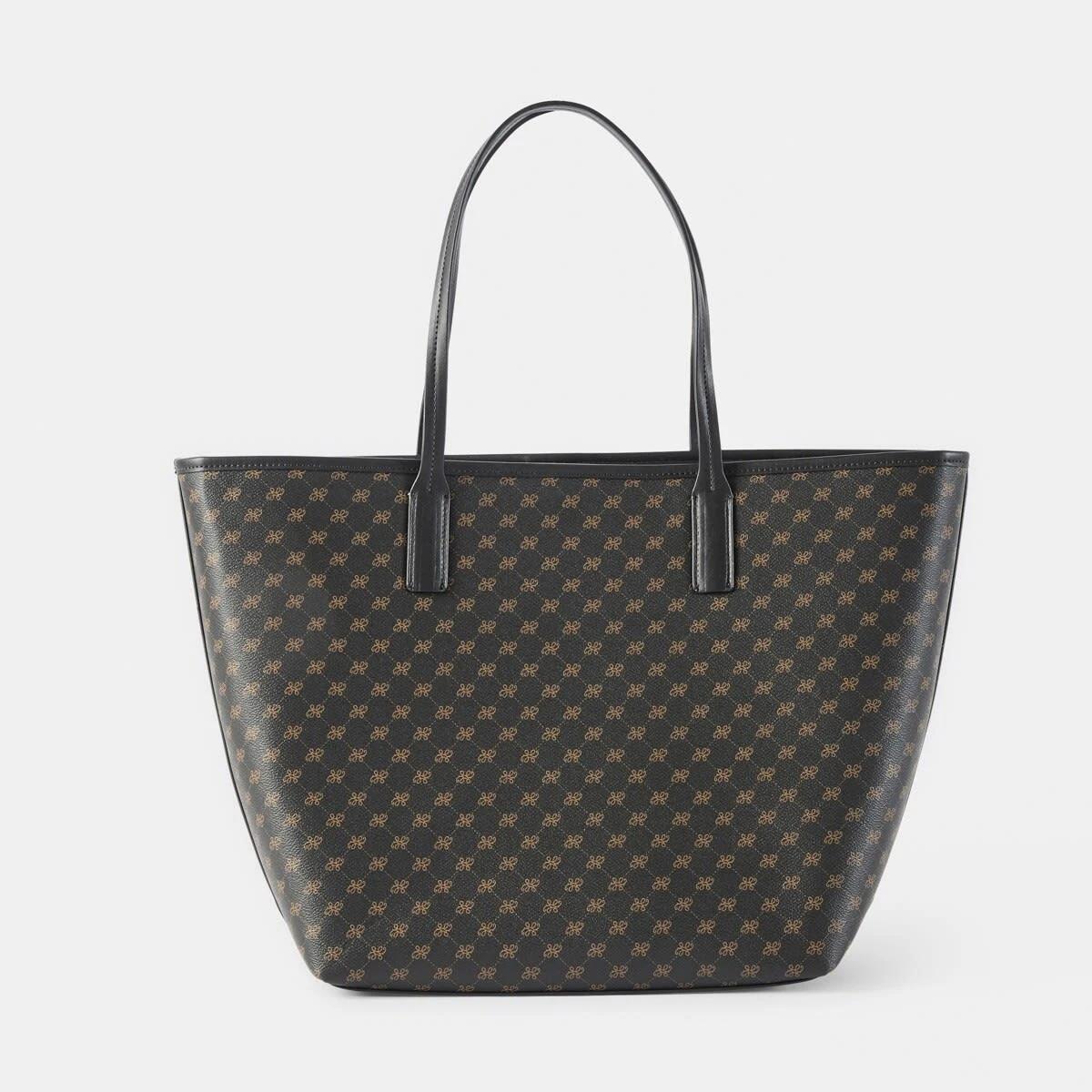 1 PU Geometric Tote Bag MONOGRAM BLACK SAND, 1 of 5