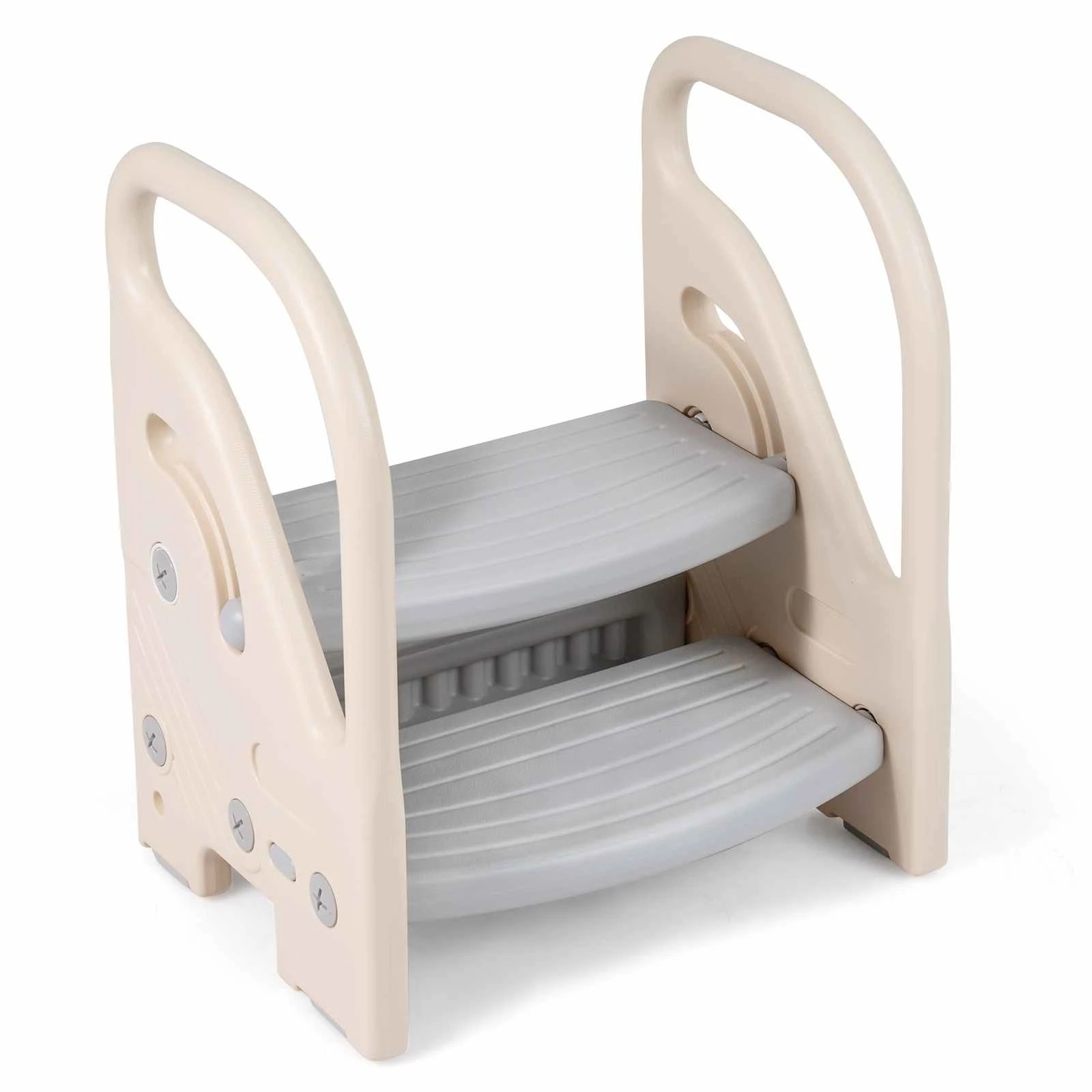 1 Costway 2-Step Stool Adjustable Helper Ladder Stool Handles Potty Training, 1 of 3