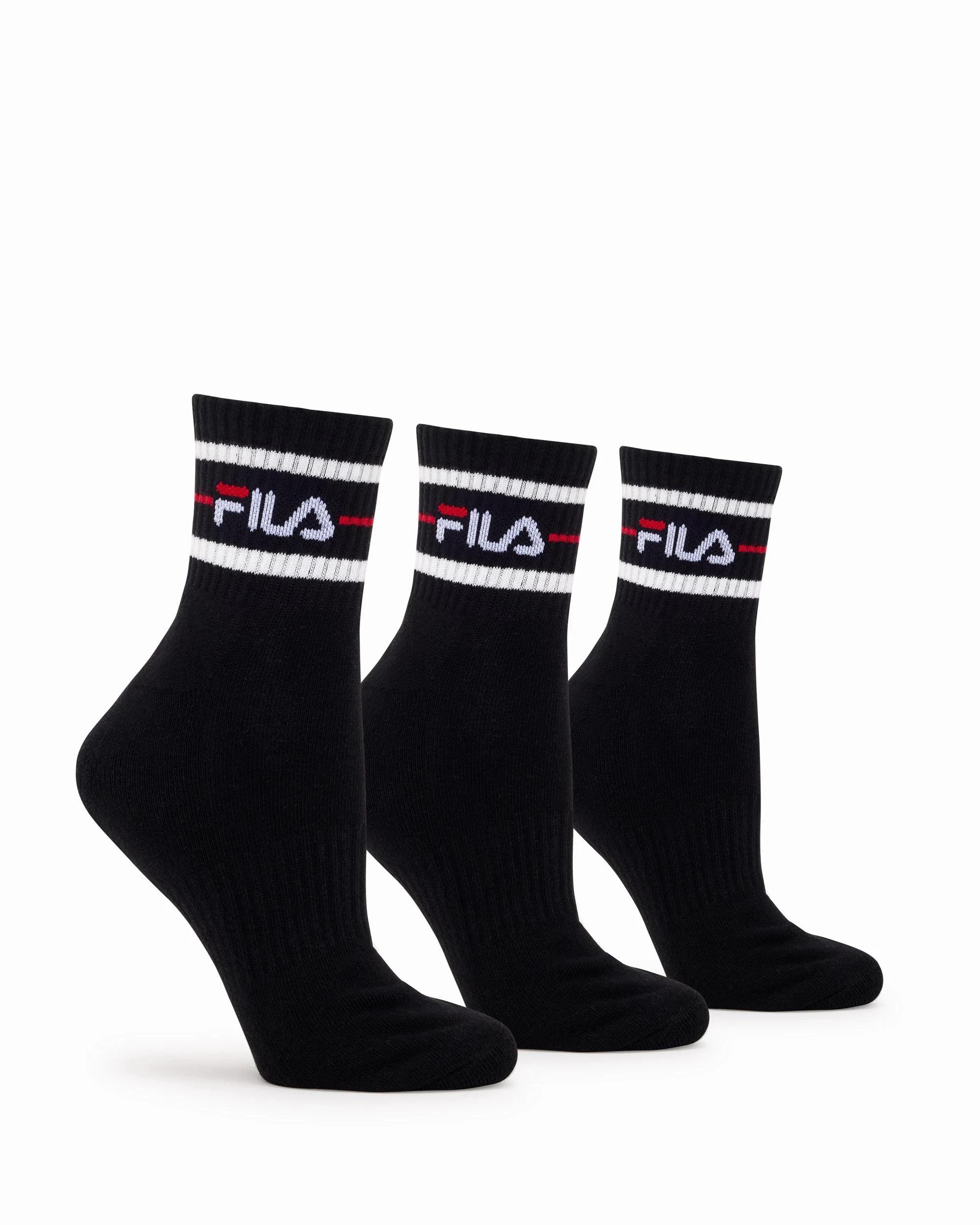 4 Fila Quarter Crew 3 Pack Socks BLACK, 4 of 4