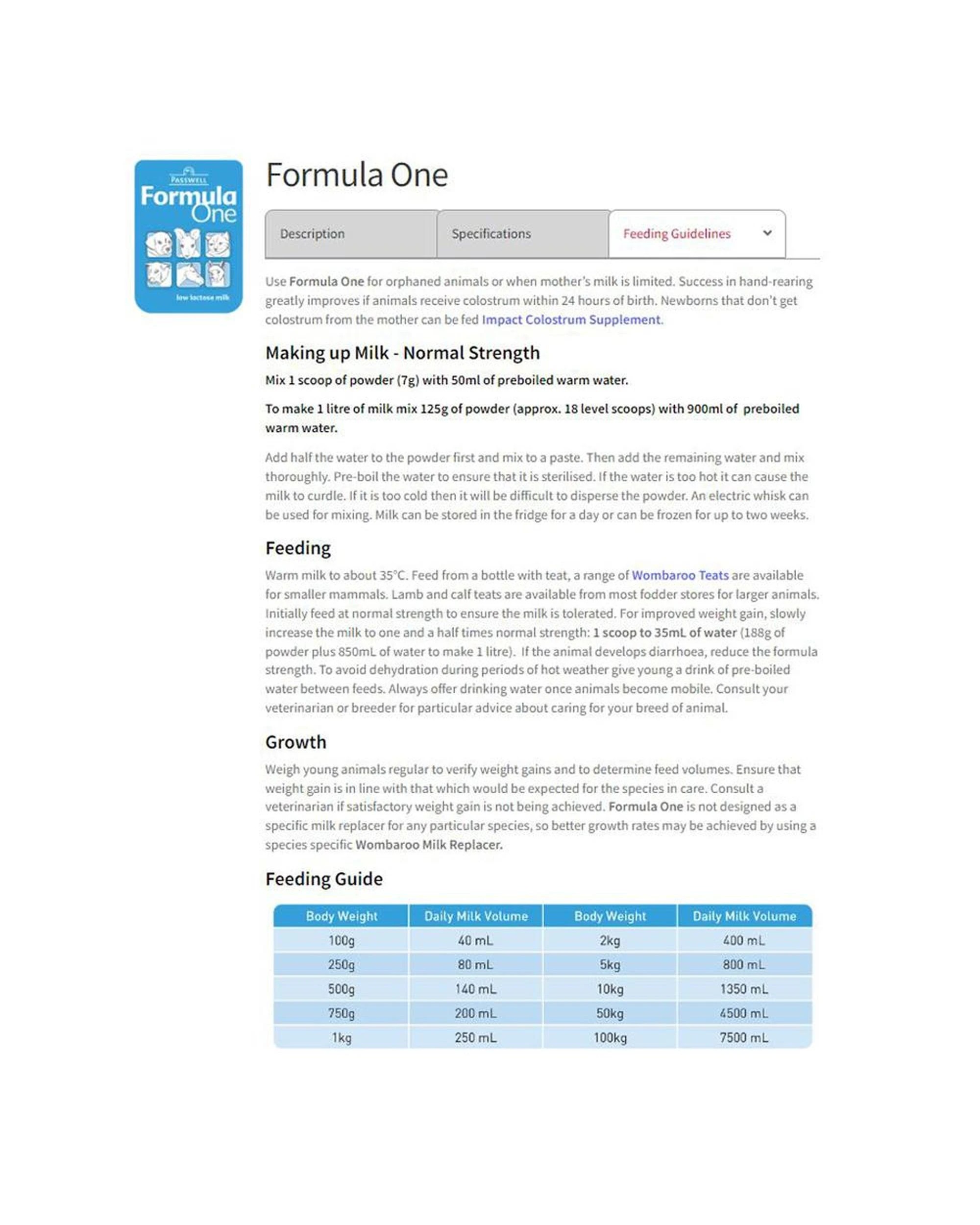 3 Wombaroo Formula One Low Lactose Milk for Puppies Kittens & Lambs 5kg, 3 of 3