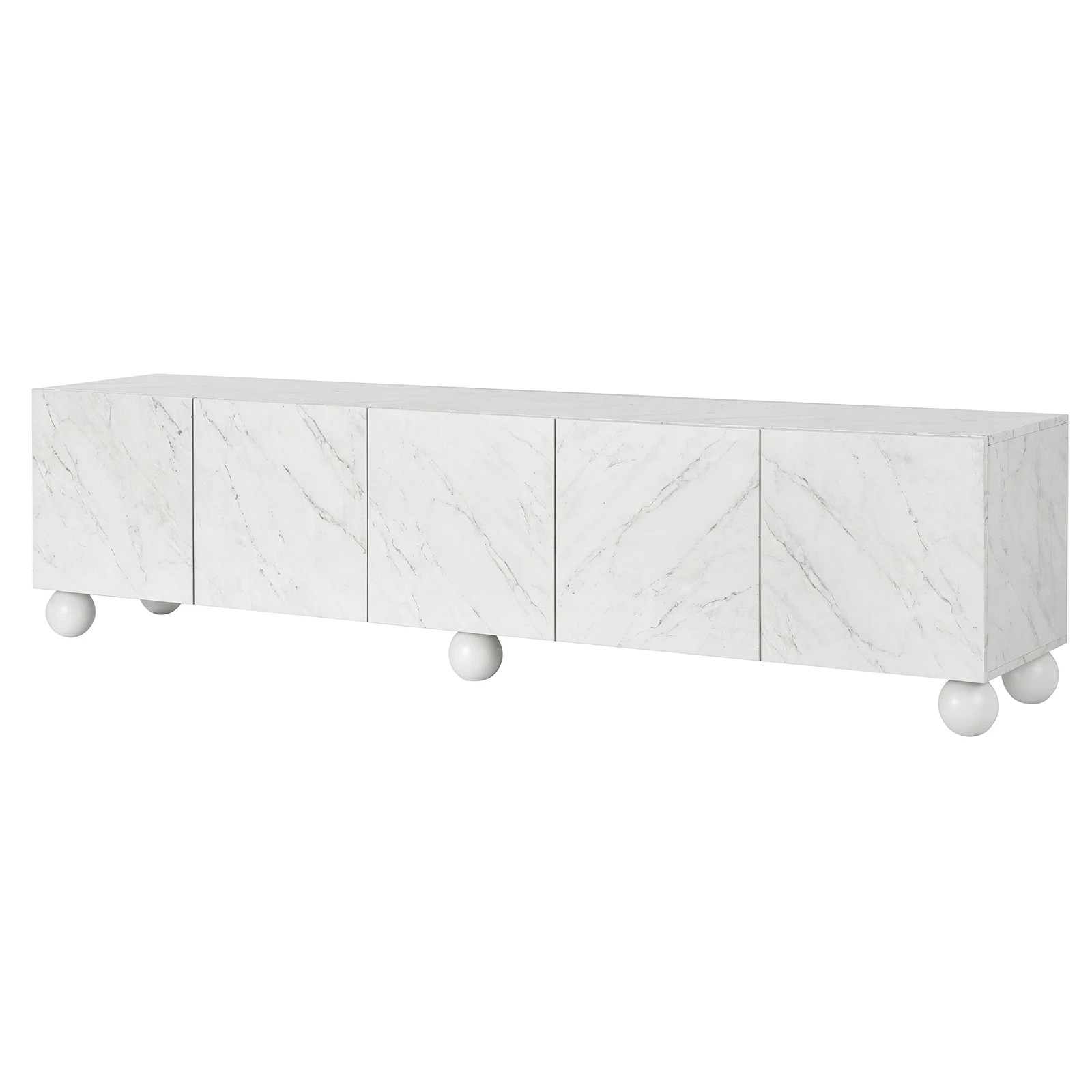 1 Artiss 200cm TV Unit Entertainment Unit Marble Effect Finish Storage Cabinet - White, 1 of 9