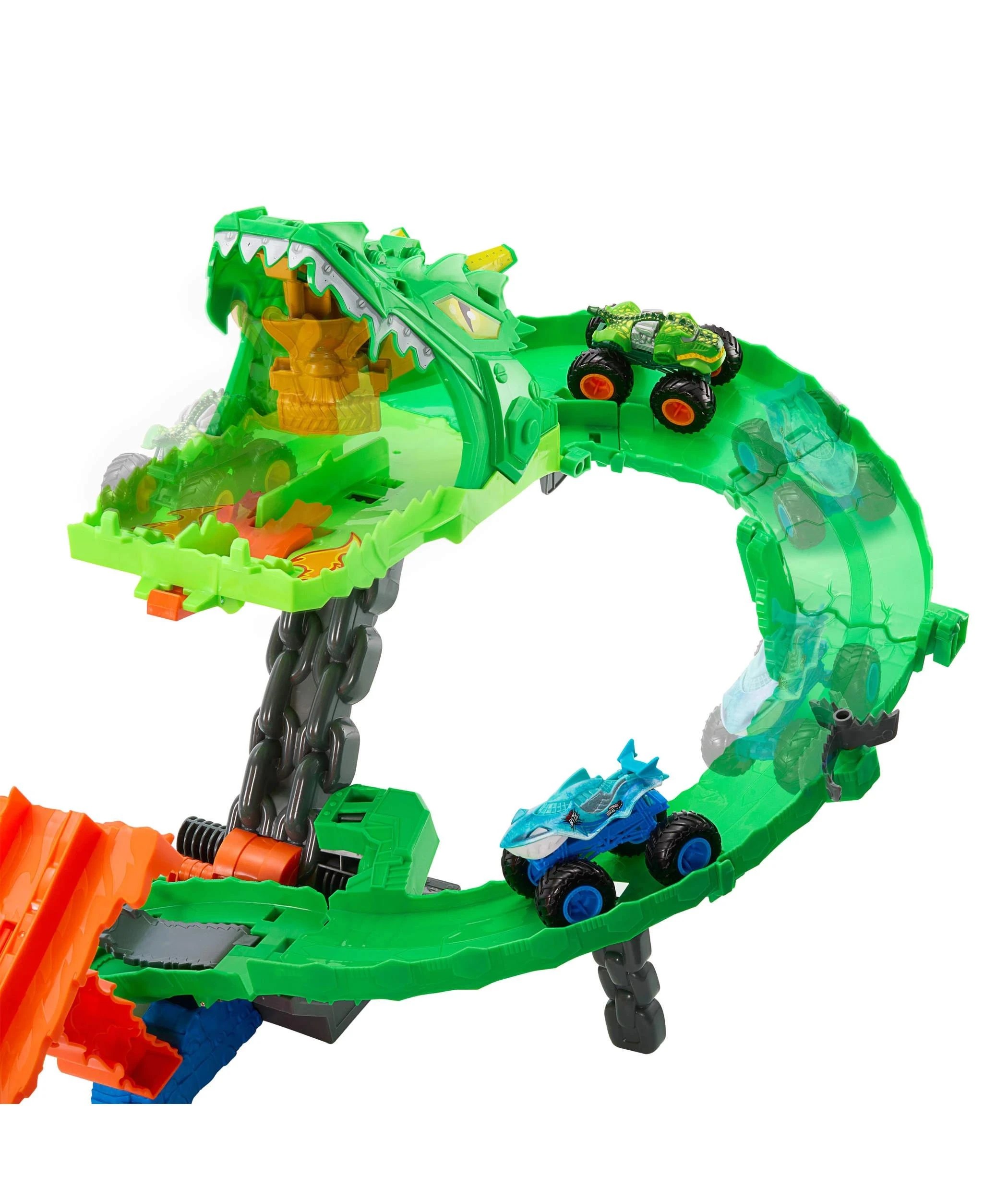 3 Mattel Hot Wheels Monster Trucks Sharks Vs. Dinos Dragon Destruction Playset - Multi, 3 of 6