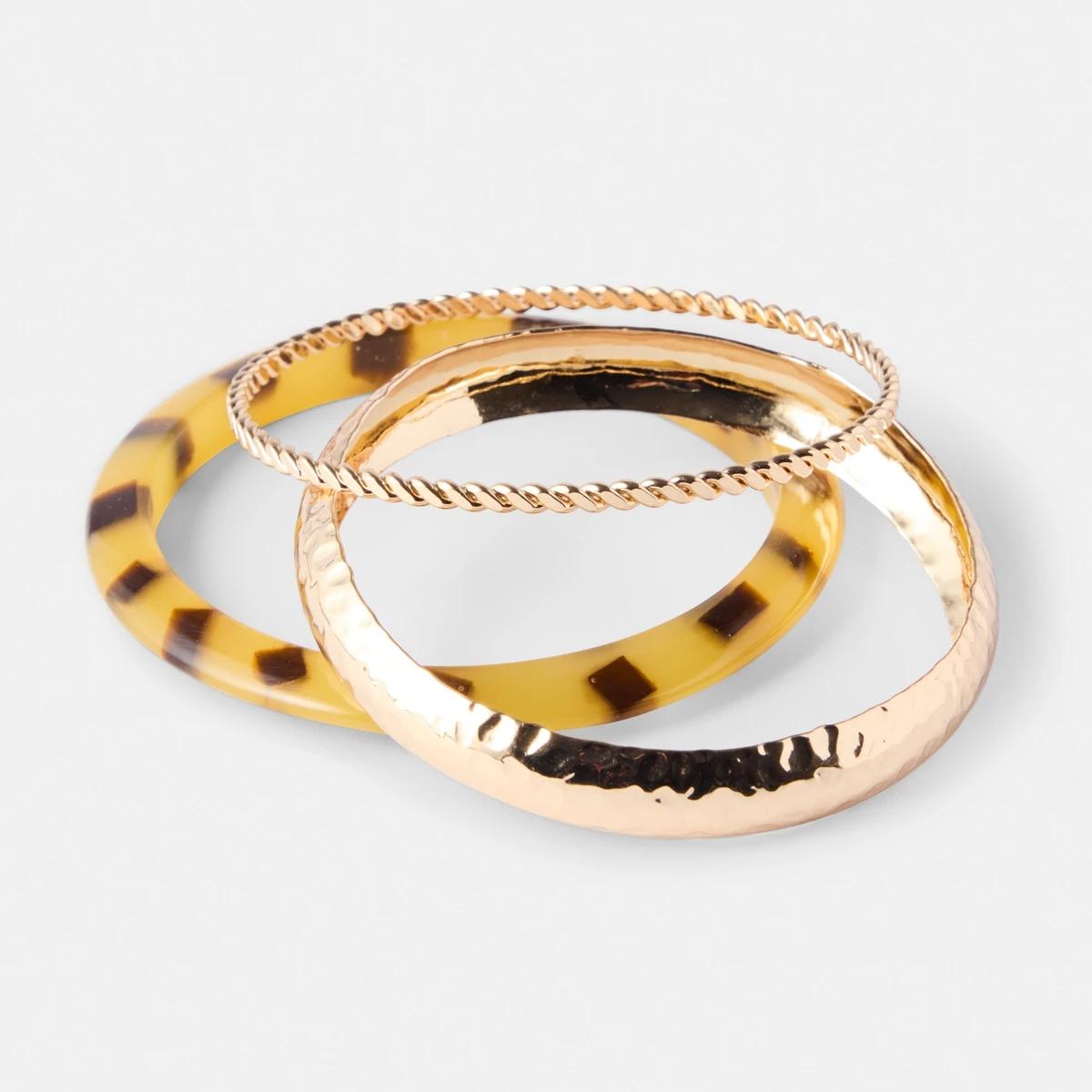 2 3 Pack Acrylic Bangles Gold, 2 of 5