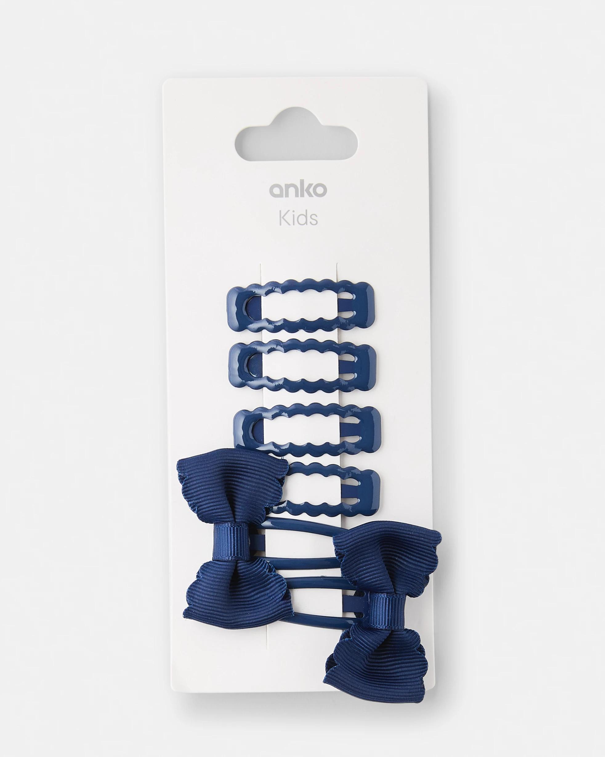 3 6 Pack School Snap Hair Clips Set Nvy Sphire, 3 of 3