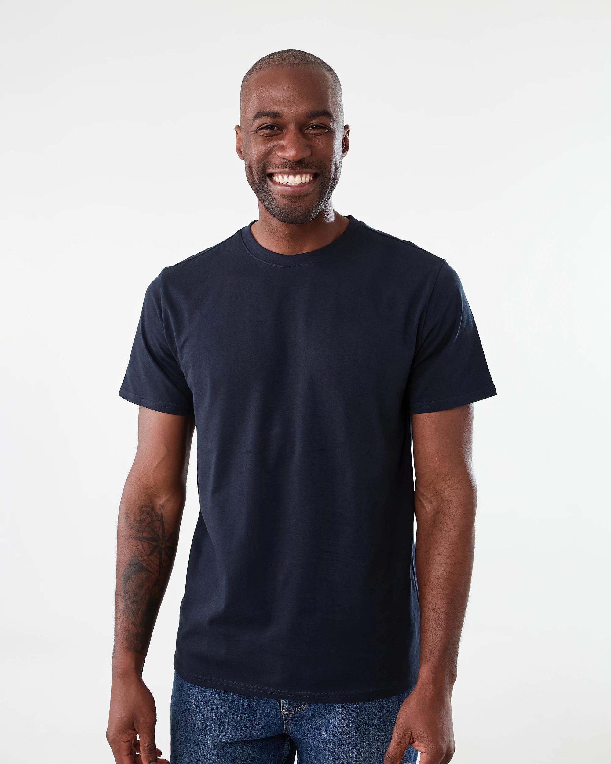 2 Australian Grown Cotton Crew Neck T-shirt Blu Night, 2 of 5