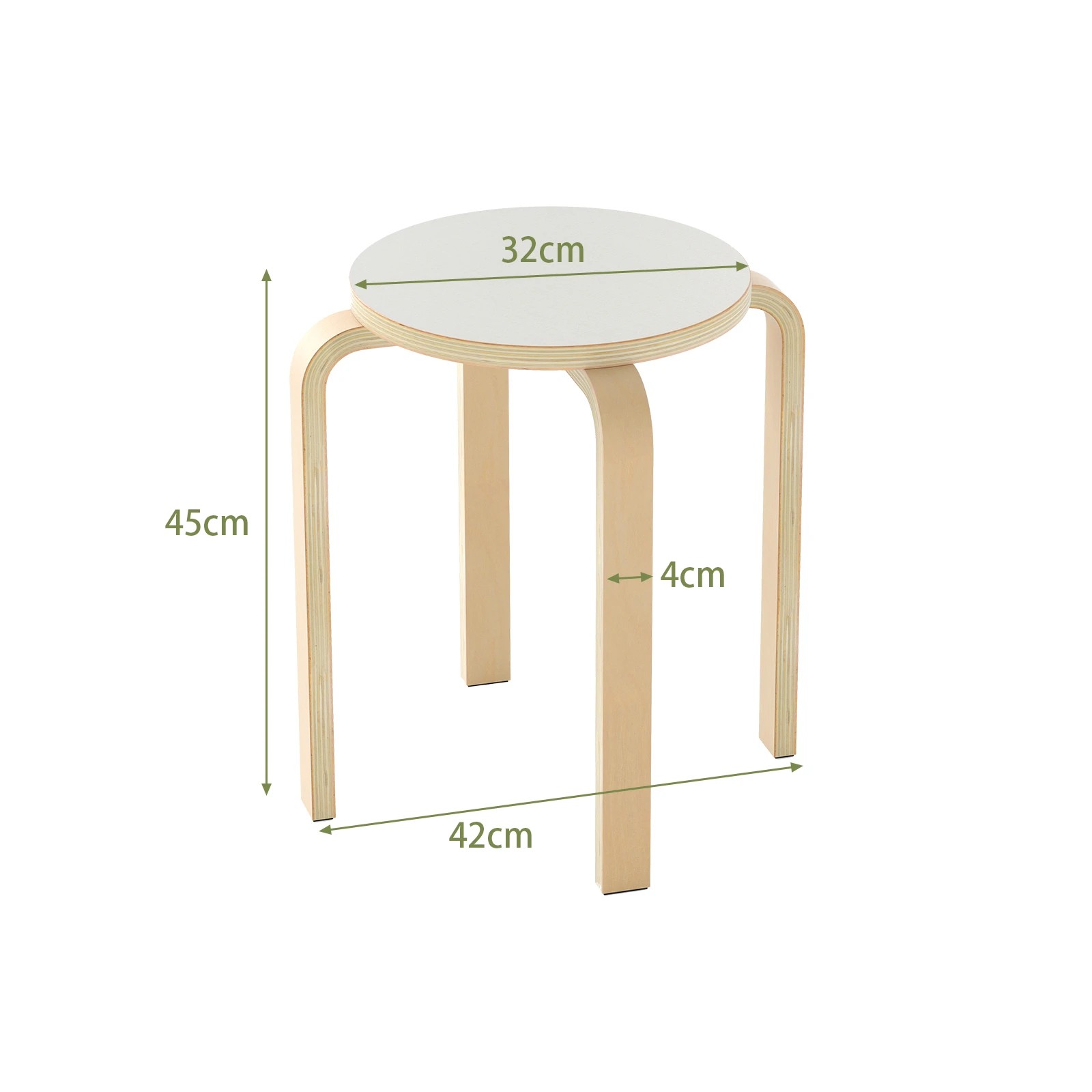 4 Costway 4Pcs Stacking Stool Round Dining Chair Backless Rest Stools Birch Wood, 4 of 4