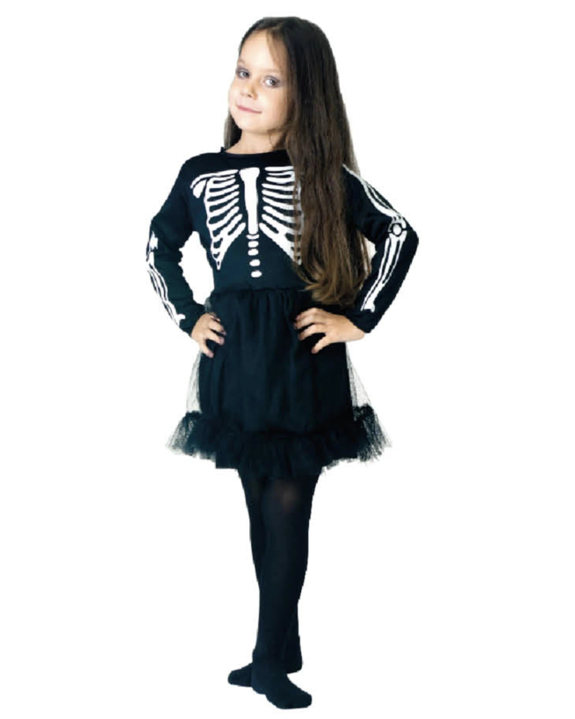1 BR Costumes Children Skeleton Girl Costume Halloween Bones Dress, 1 of 1