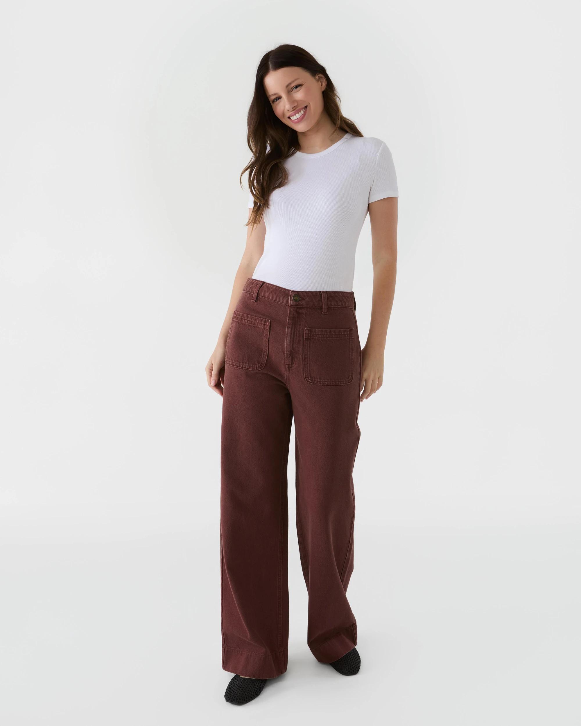 6 Wide Leg Pocket Jeans Burnt Rust, 6 of 6