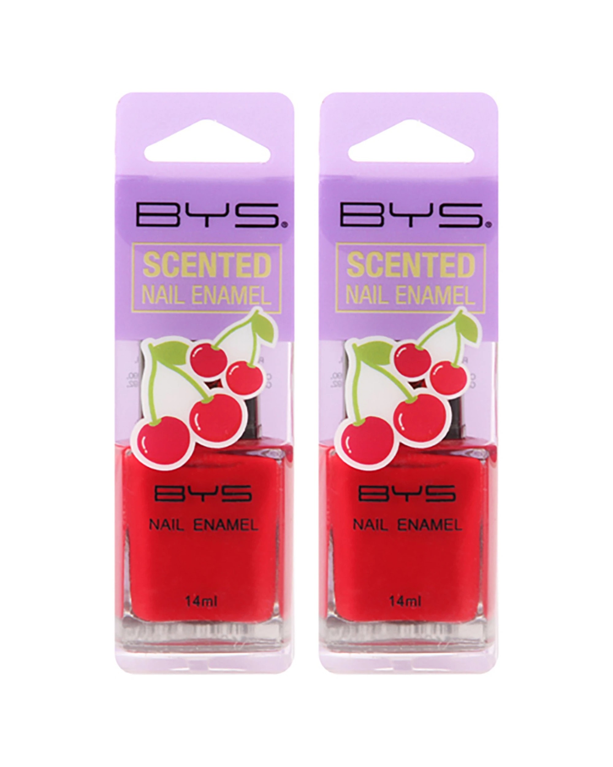 1 BYS 2PK BYS Scented Cherry Nail Polish Long Wearing Chip Resistant 14ml - Red, 1 of 1
