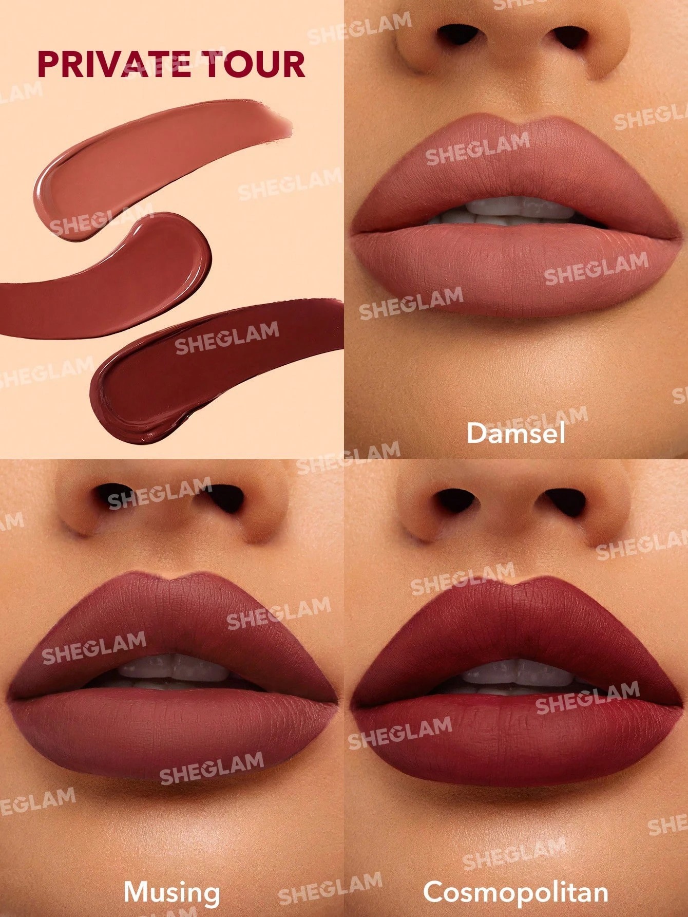 4 SHEGLAM 3 Piece Matte Allure Mini Liquid Lipstick Set - Private Tour, 4 of 5