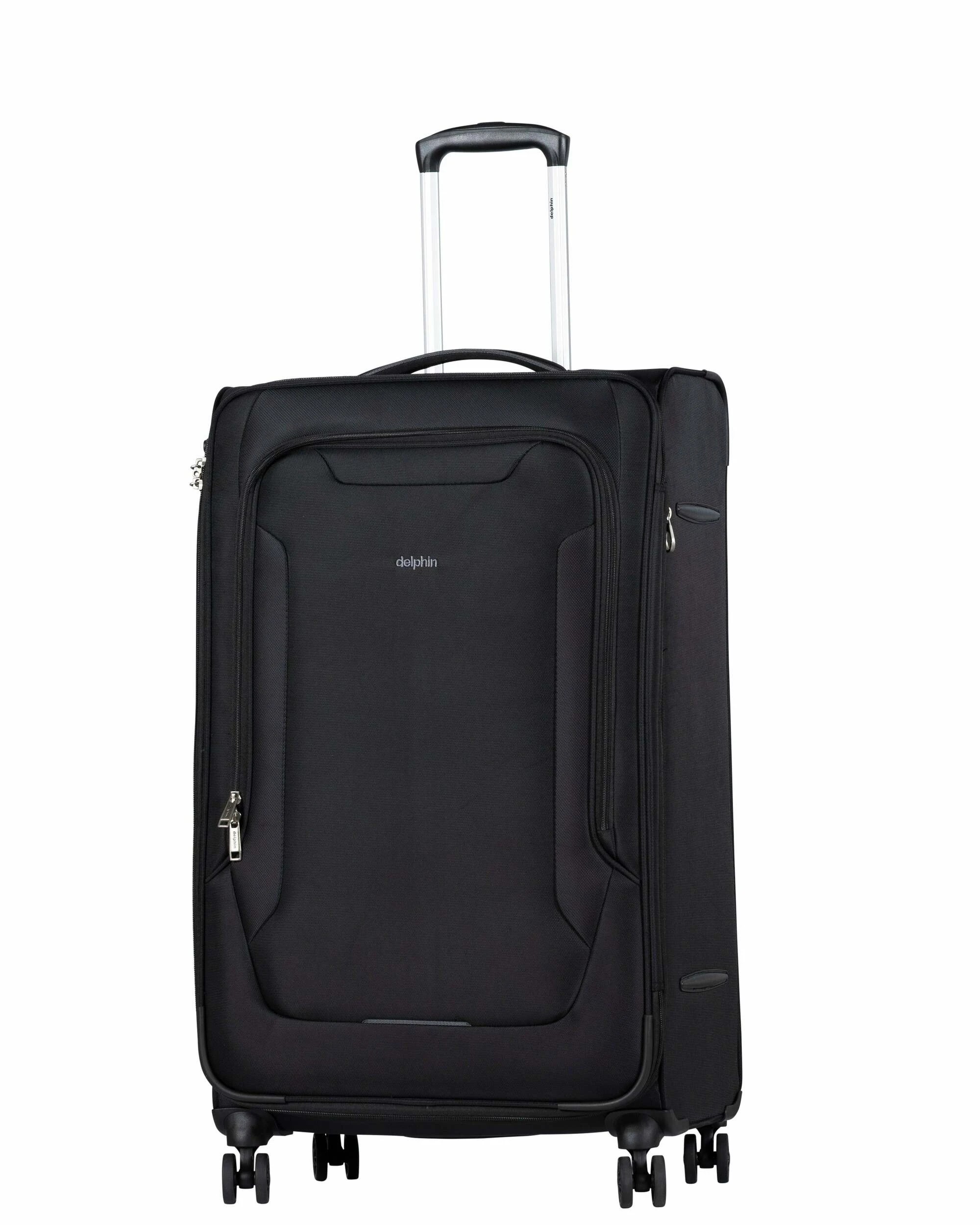 5 Delphin Caspian 2 Softside Large Spinner Suitcase - 83cm - Black, 5 of 5