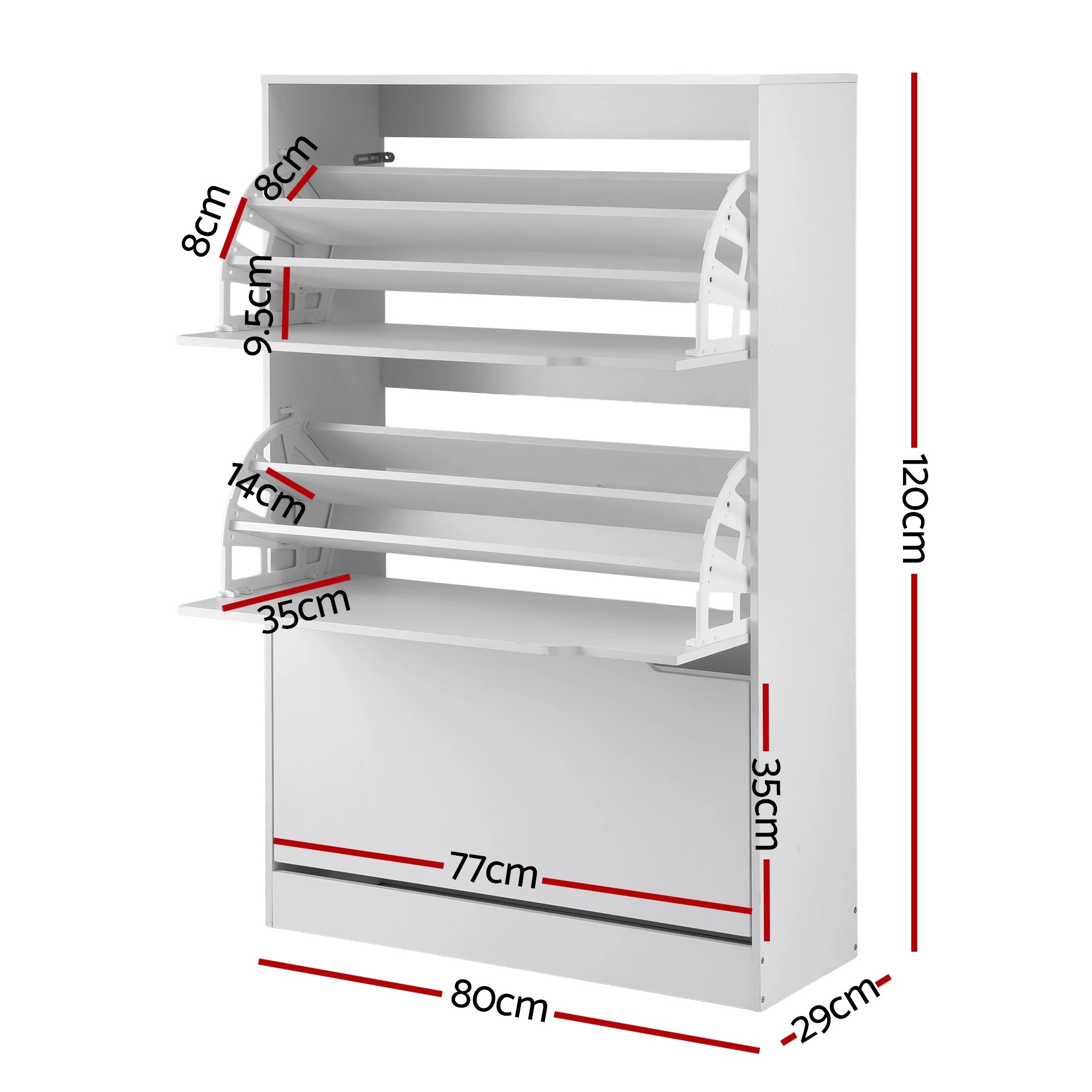 3 Artiss 3 Tier Shoe Rack Storage Cabinet with Adjustable Shelves - White, 3 of 5