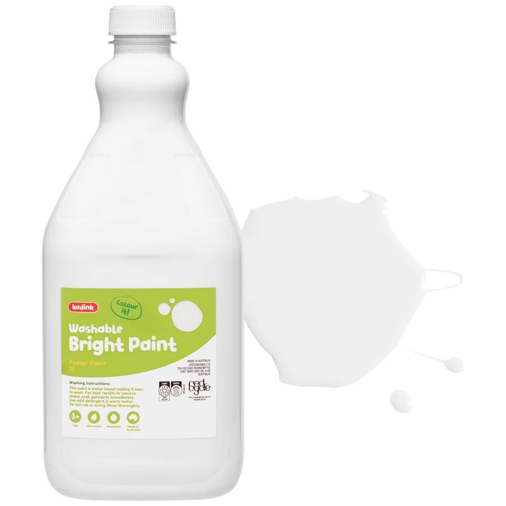 1 Kadink Washable Bright Poster Paint 2L White, 1 of 2