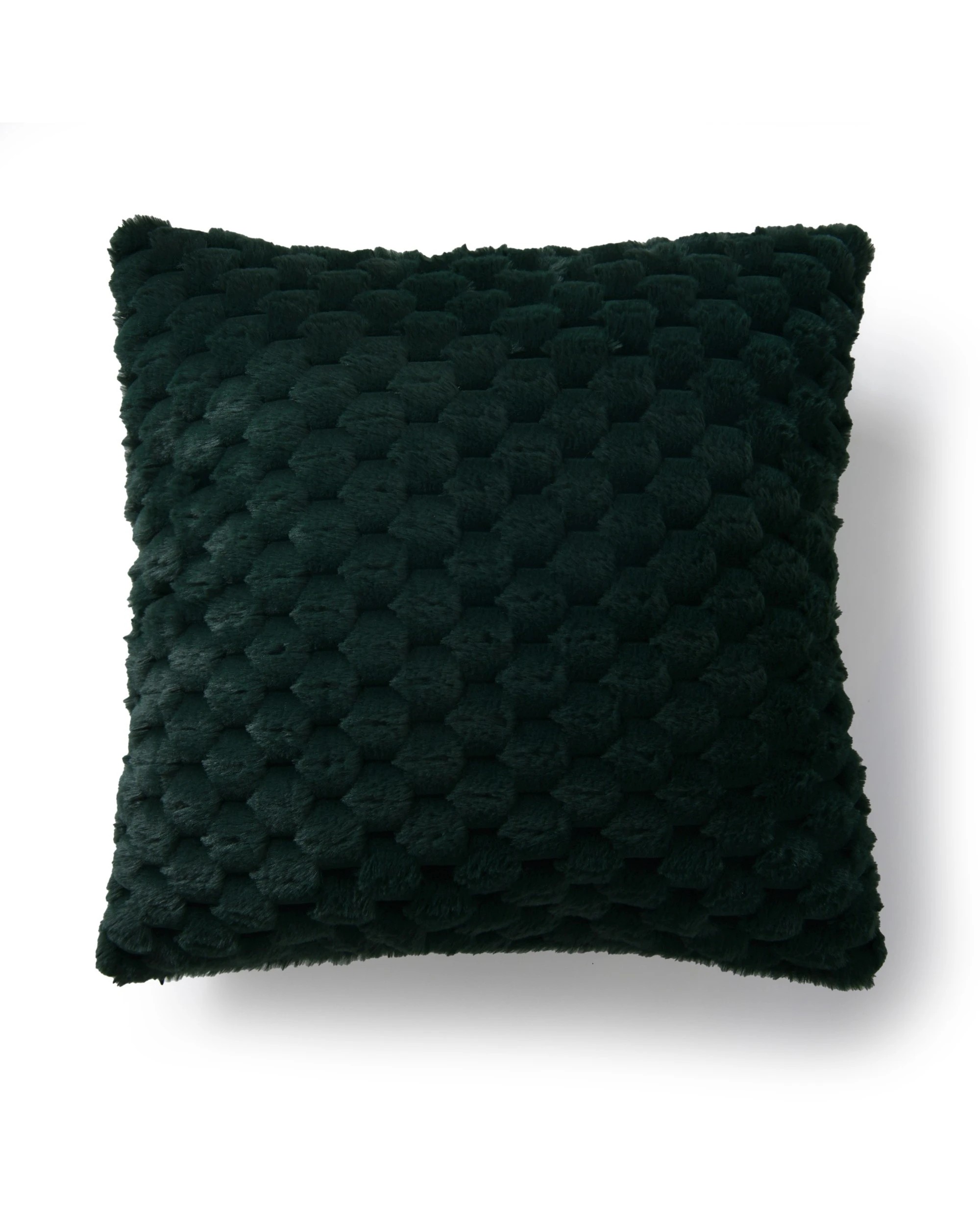 1 Dreamaker Emmett Textured Faux Fur Cushion 50x50cm - Deep Teal, 1 of 6