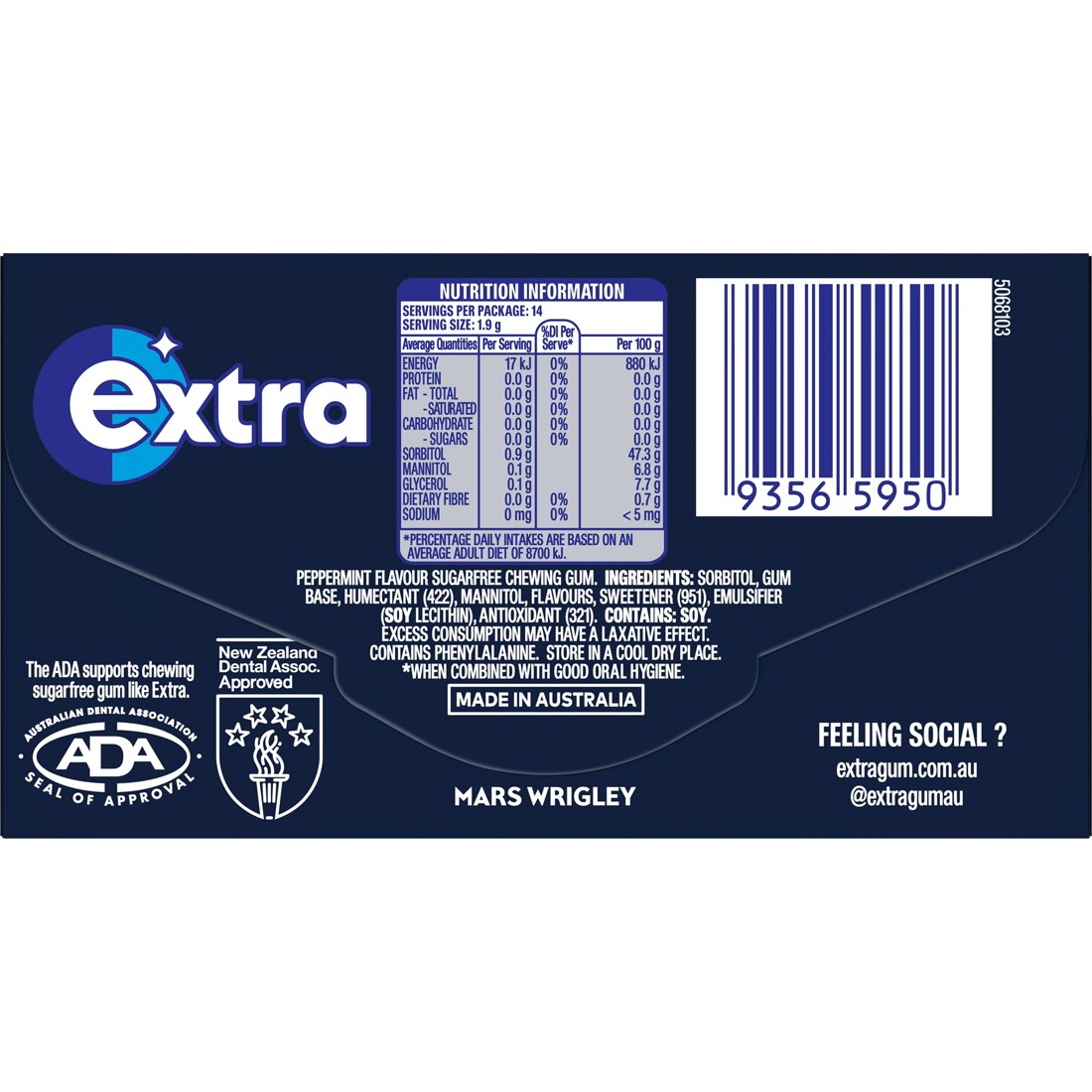 2 14 Piece Wrigley's Extra Intense Mint 27g, 2 of 5