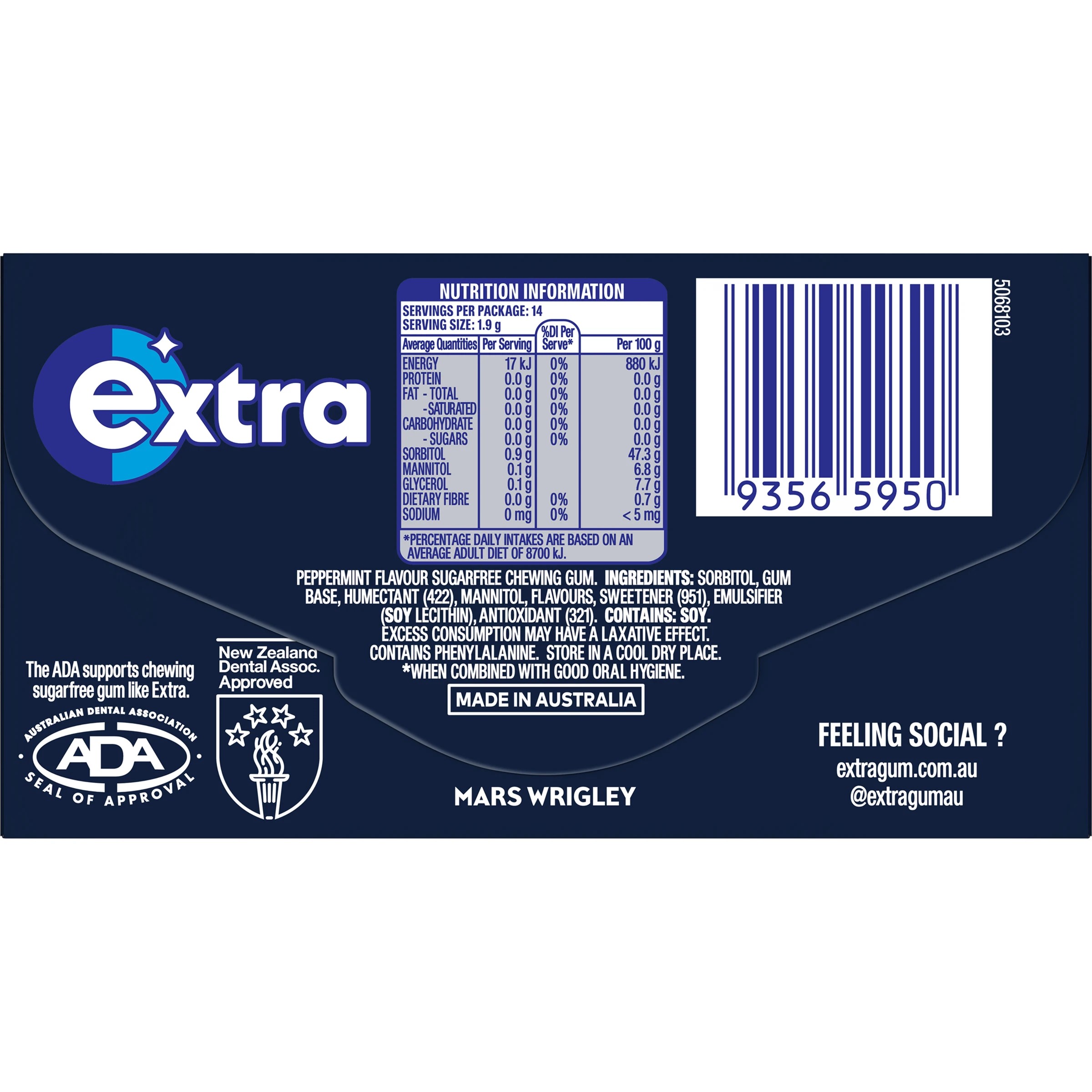 2 14 Piece Wrigley's Extra Intense Mint 27g, 2 of 5