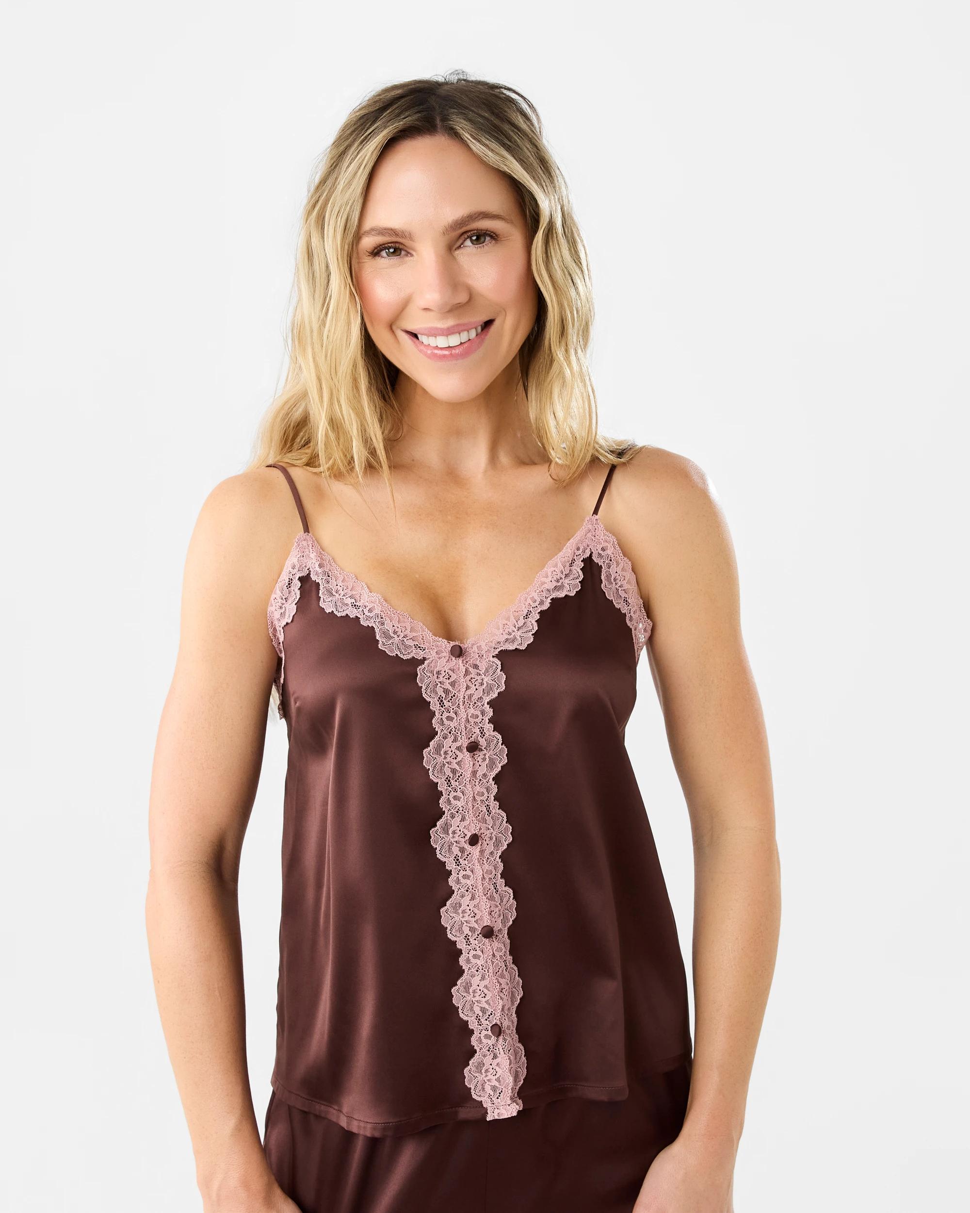 1 Satin Lace Cami Choc Chip, 1 of 6