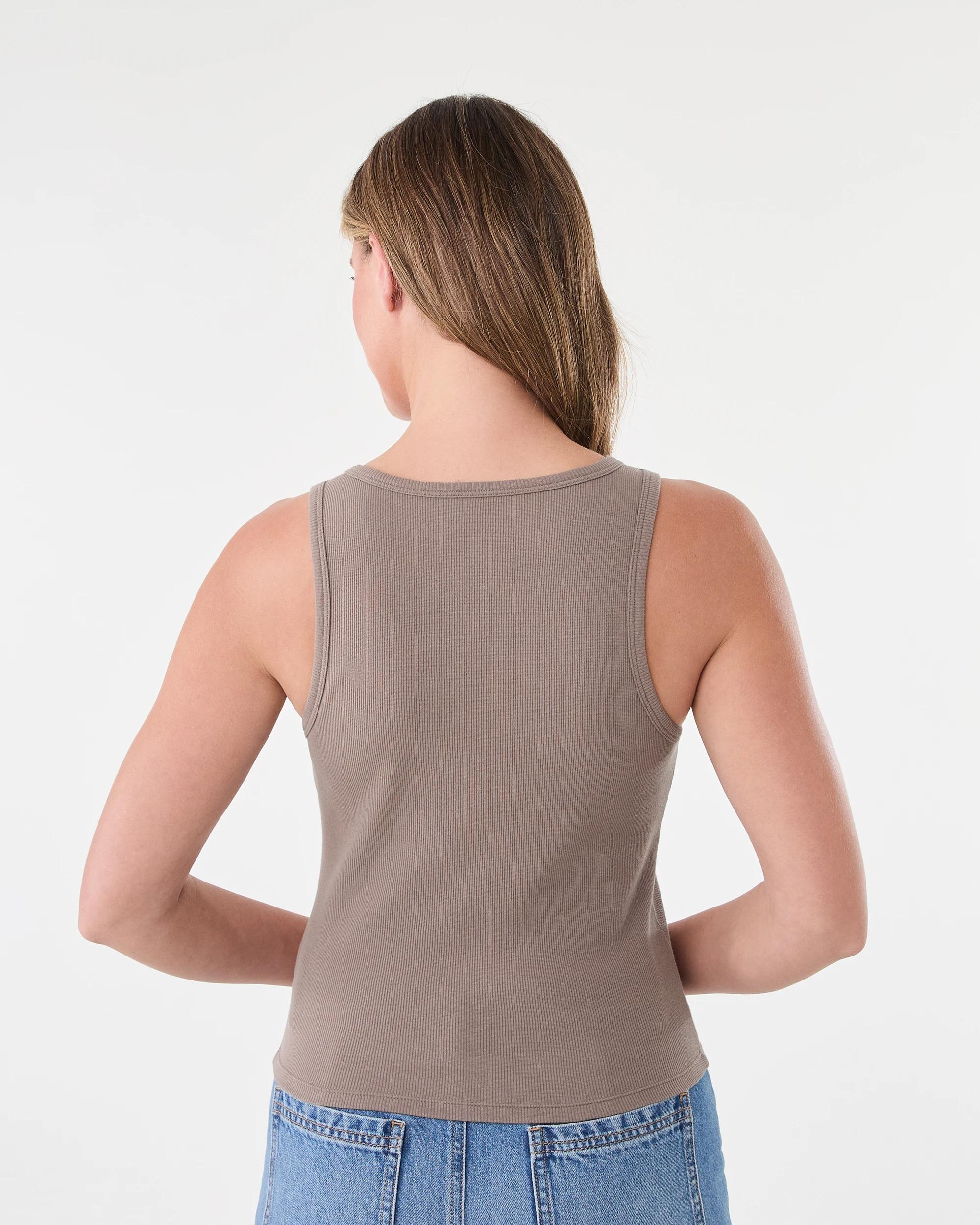 3 Sleeveless Shelf Bra Tank Taupe Brn, 3 of 5